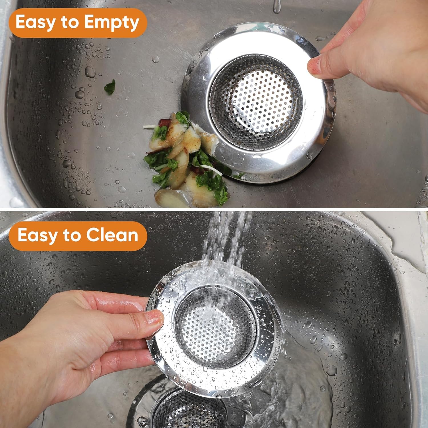 Kitchen Sink Strainer 2 Pack, 4.5 Inch/11.5cm Stainless Steel Sink Drain Strainer Kit Food Catcher for Kitchen Sink