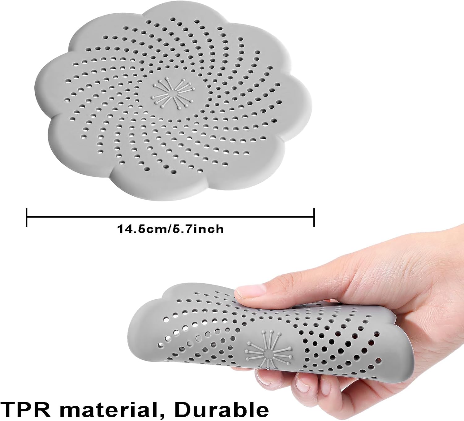 3 Pcs Shower Drain Covers Hair Catcher, 5.7 Inch Silicone Kitchen Sink Strainer Bathroom Shower Sink Stopper - Drain Cover Hair Trap, Filter for Kitchen Bathroom Tub