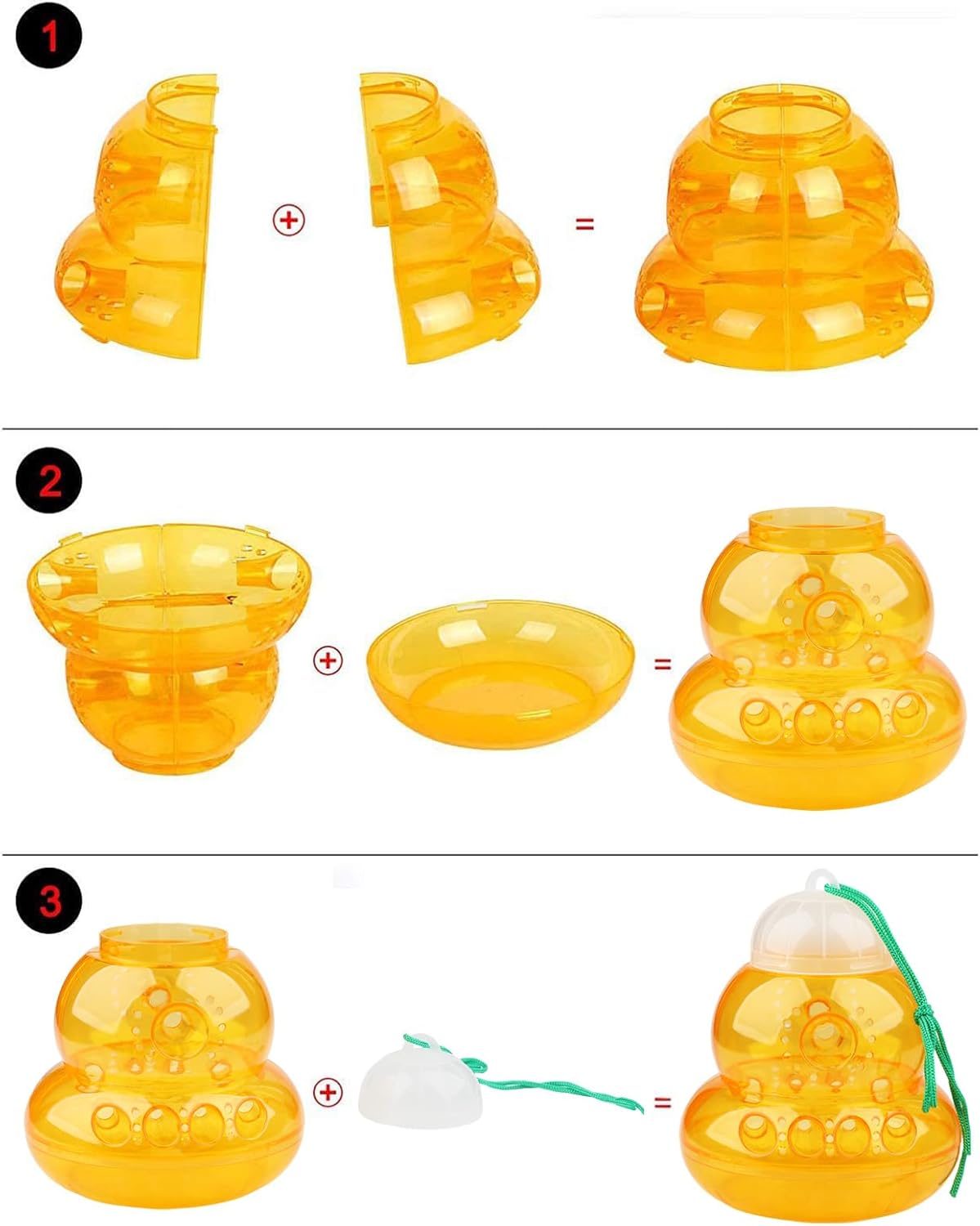 2 Pack Wasp Trap Hornets, Yellow Jackets Wasp Repellent, Hornet Trap, Bee Traps Wasps, Wasp Traps for Outdoors, Effective and Reusable, Safe and Natural, No Bottom Seam