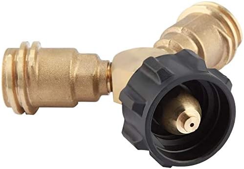 Propane Splitter, Propane Y Splitter Tee Solid Brass with 1-Male QCC and 2-Female QCC for BBQ Grill,Camping Stoves, Gas Burners, Heater, Fire Pit