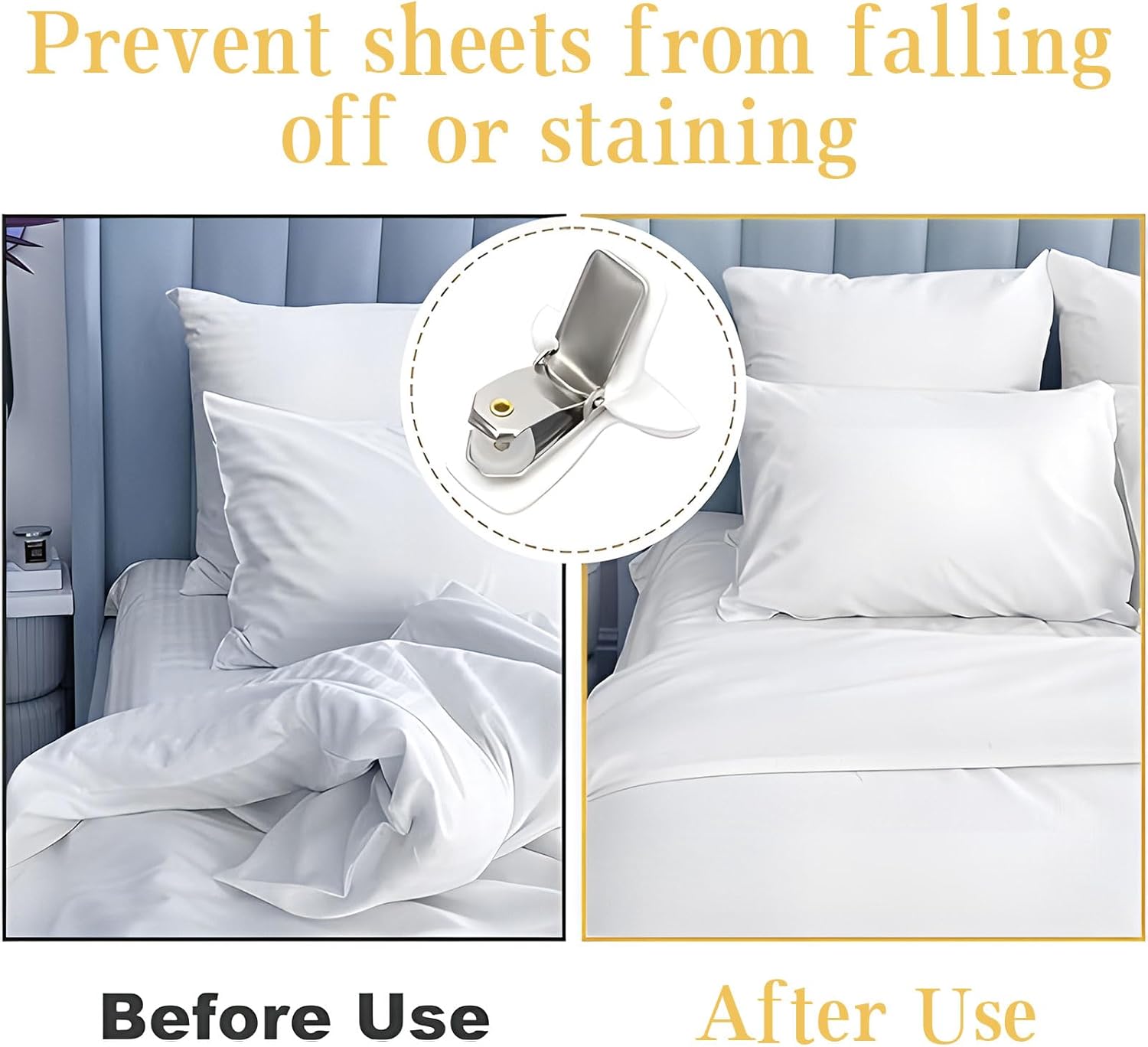 8 Pcs Padded Comforter Clips Duvet Cover Clips, Non-Slip Bed Sheet Clips Fasteners Duvet Clips for Inside Duvet Cover for Preventing Comforters from Shifting Inside