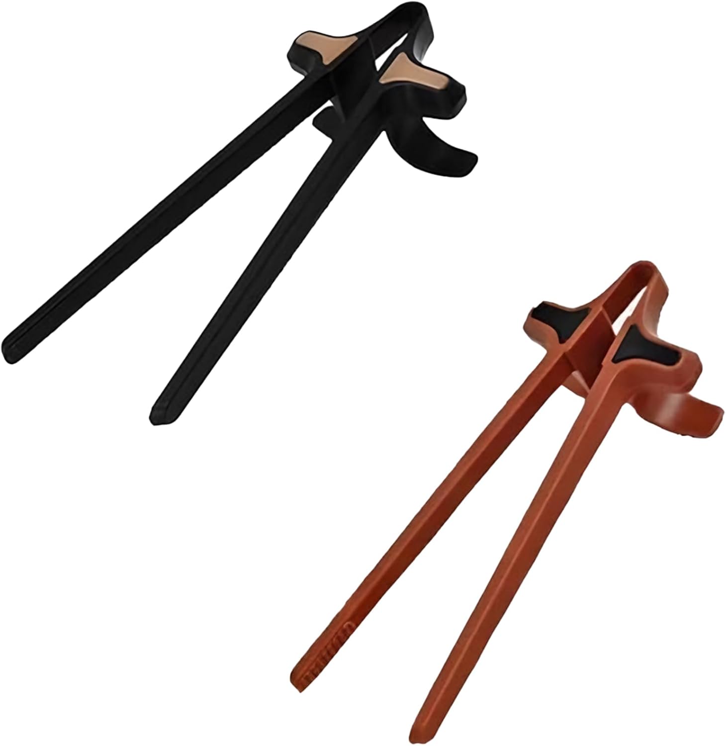 2Pcs Finger Chopsticks, Snack Chopsticks for Gamers Snack Clips Gamepad Accessories Mobile Game Accessories Black, Brown
