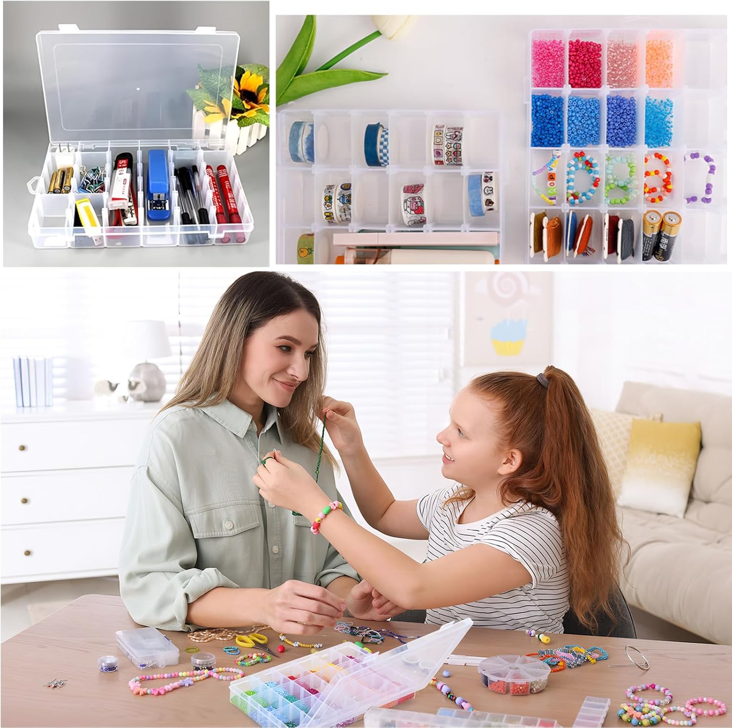36 Grids Plastic Organizer Storage Container Box, Clear Removable Grid Box Organizer for Jewelry Tackle Crafts Earring Cosmetics