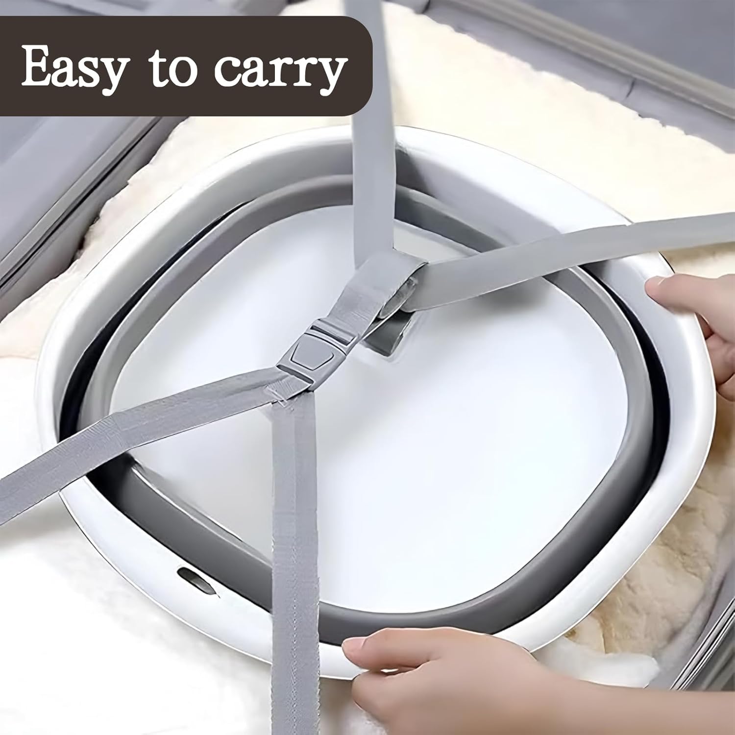 2 Pack Collapsible Wash Basin, Portable Wash Basin with Handles for Kitchen Sink Fruits Vegetables Home Camping Easy Storage Grey