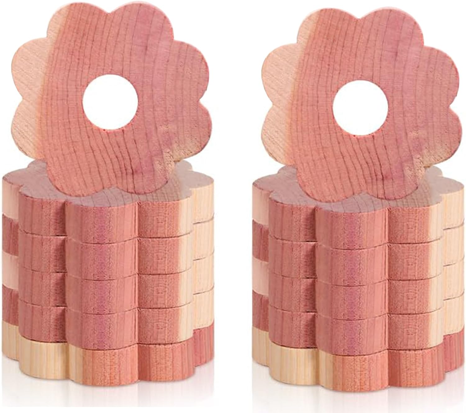 12 Pcs Cedar Blocks for Clothes Storage, Cedar Wood Flowers Rings Natural Aromatic Cedar Accessories for Closets & Drawers