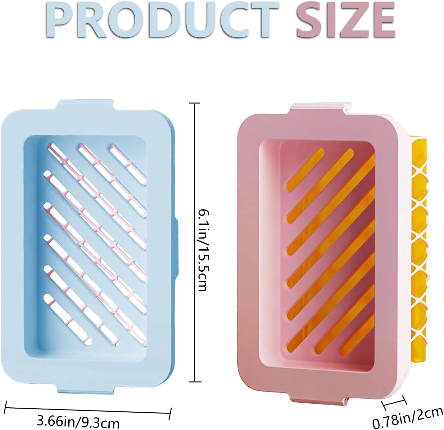 2 Pack Soap Holder Bar Soap Dish with Drain, Non-Slip Soap Box with Fixed Soap Net for Bathroom Gym Pink, Blue