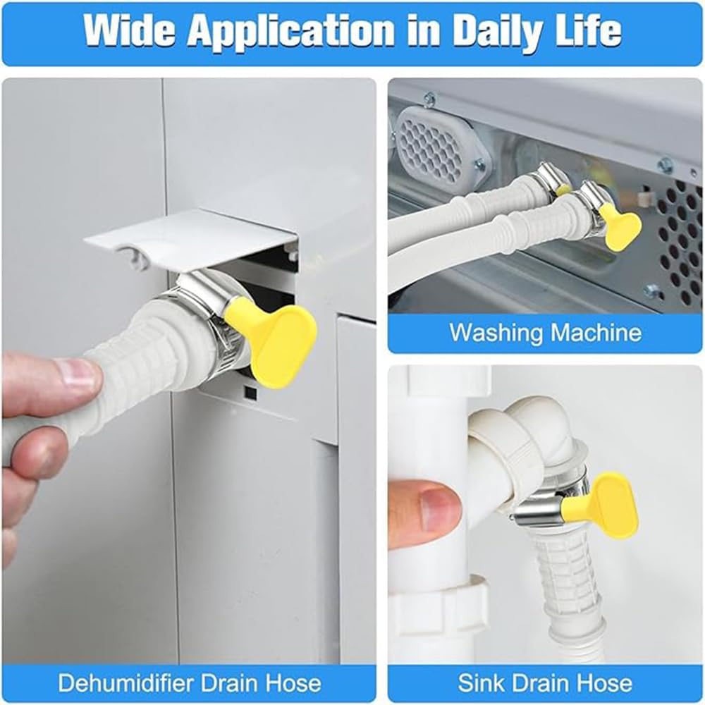 Dehumidifier Drain Hose,Patent Pending Dehumidifier Drain Hose,Flexible Universal Drain Hose with Cuttable Rubber Adapter and Connect Clamp,Fit for Air Conditioners,Dehumidifiers White,6.5 Feet