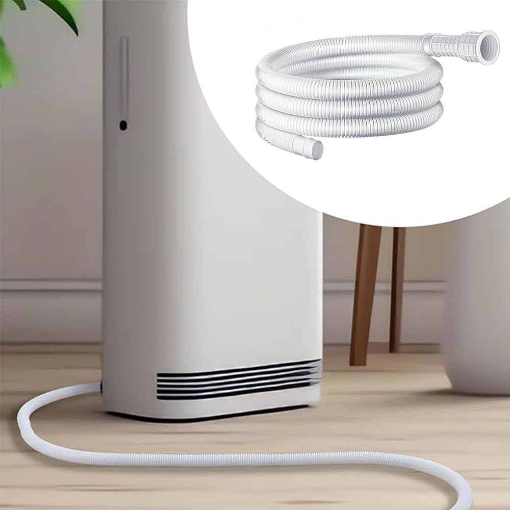 Dehumidifier Drain Hose,Patent Pending Dehumidifier Drain Hose,Flexible Universal Drain Hose with Cuttable Rubber Adapter and Connect Clamp,Fit for Air Conditioners,Dehumidifiers White,6.5 Feet