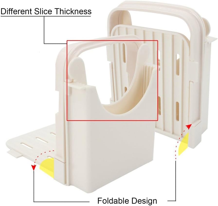 Foldable & Adjustable Bread Slicer Guide for Homemade Toast Cutter Sandwich Maker Loaf Cutter Machine With Cutting Guide White