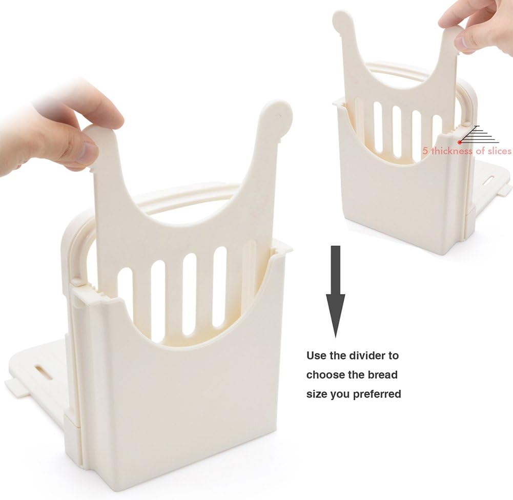 Foldable & Adjustable Bread Slicer Guide for Homemade Toast Cutter Sandwich Maker Loaf Cutter Machine With Cutting Guide White