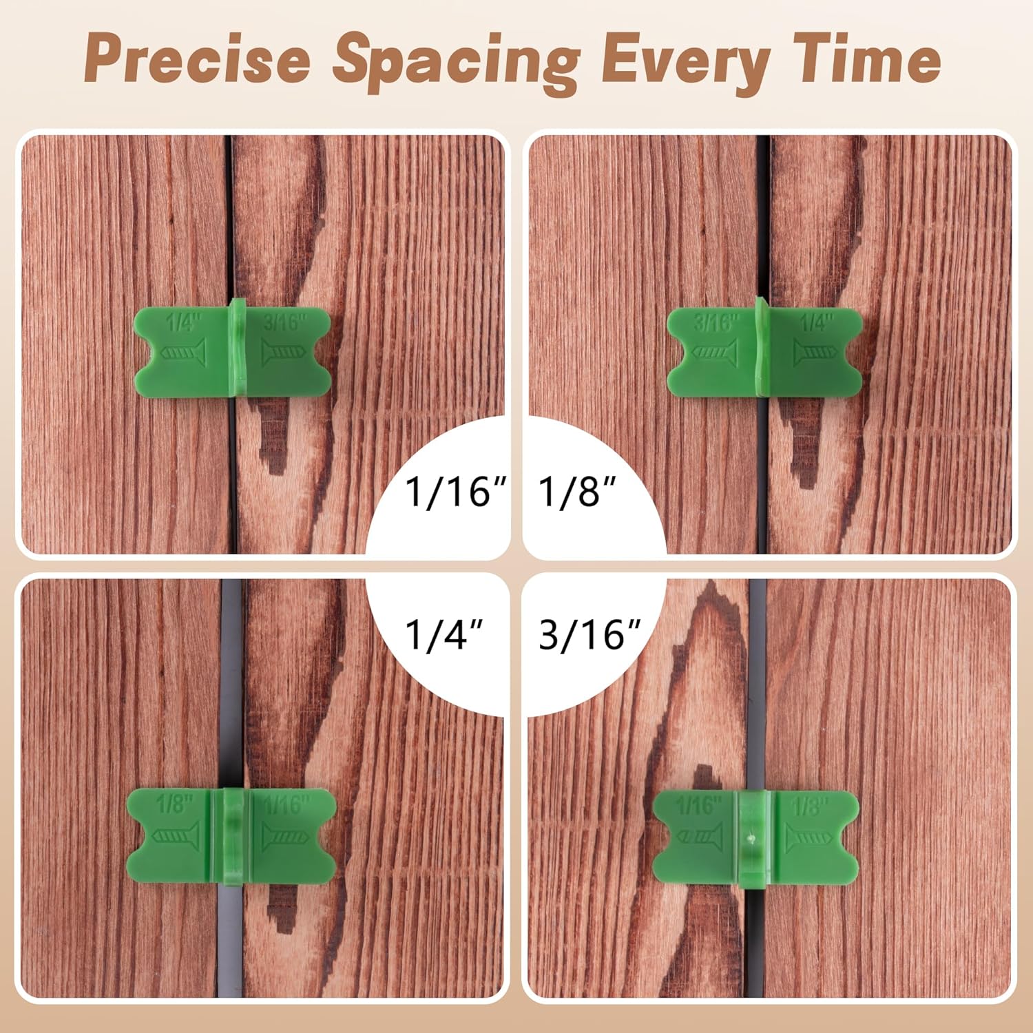 8 Pcs ABS Deck Spacer Tool,4 Thicknesses Deck Board Spacers 1/16", 1/8", 3/16", 1/4" ,Deck Spacers Assorted for Pressure Treated Composite Decking