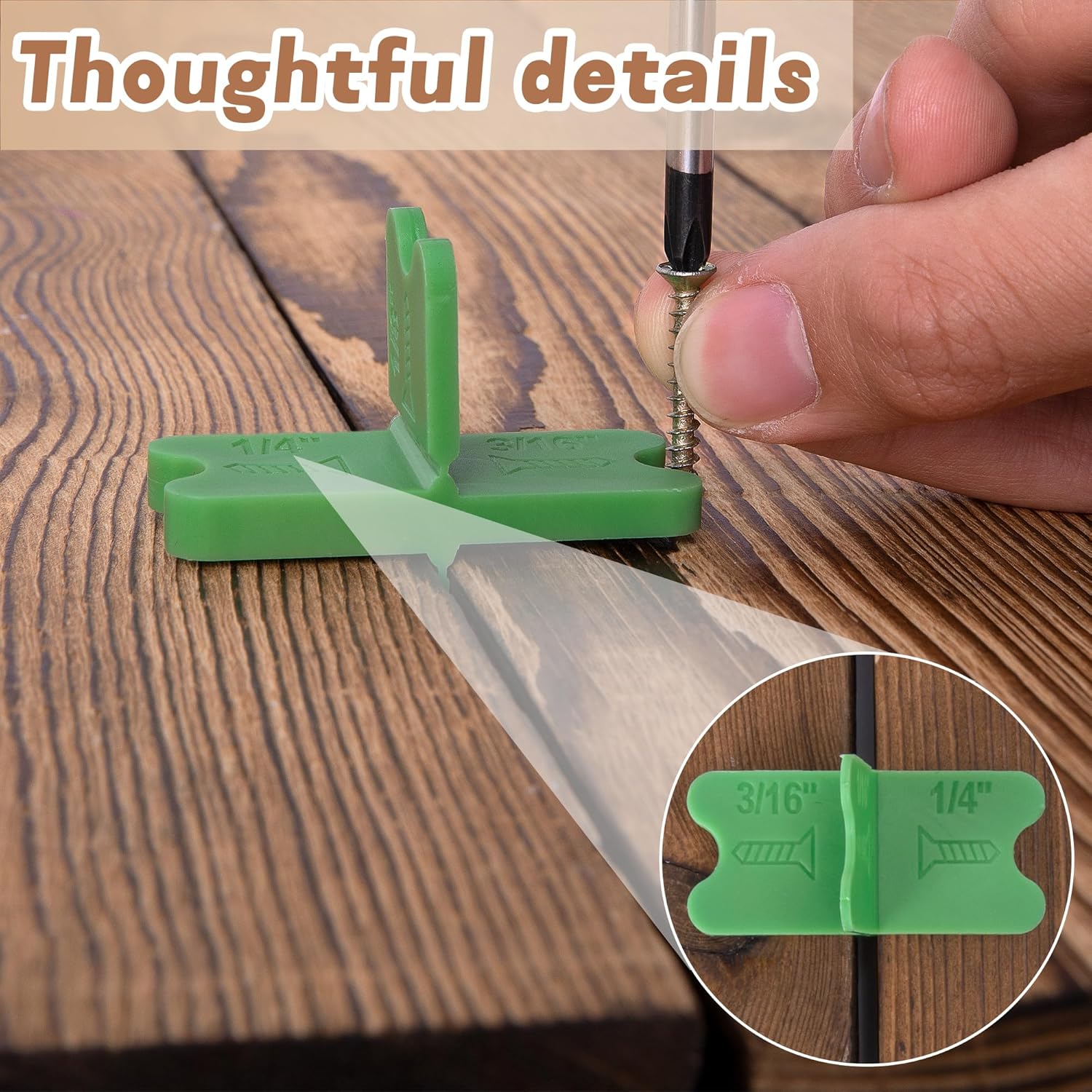 8 Pcs ABS Deck Spacer Tool,4 Thicknesses Deck Board Spacers 1/16", 1/8", 3/16", 1/4" ,Deck Spacers Assorted for Pressure Treated Composite Decking