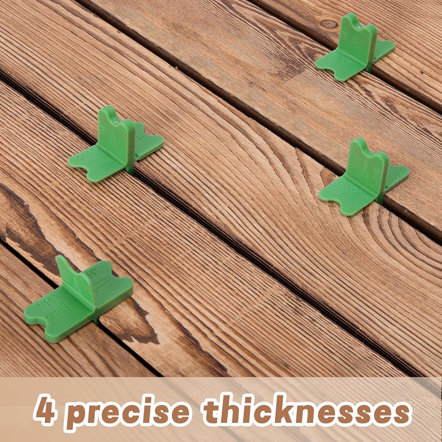 8 Pcs ABS Deck Spacer Tool,4 Thicknesses Deck Board Spacers 1/16", 1/8", 3/16", 1/4" ,Deck Spacers Assorted for Pressure Treated Composite Decking