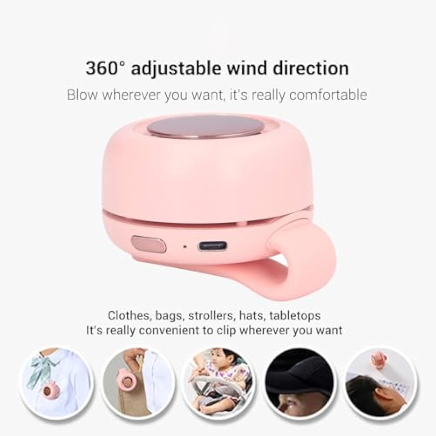 Portable Silent Mini Bladeless Fan Clip On, mini clip on fan, portable mini bladeless fan clip on, Suitable for Outdoor & Travel & Office, Travel Accessories white, 1pcs