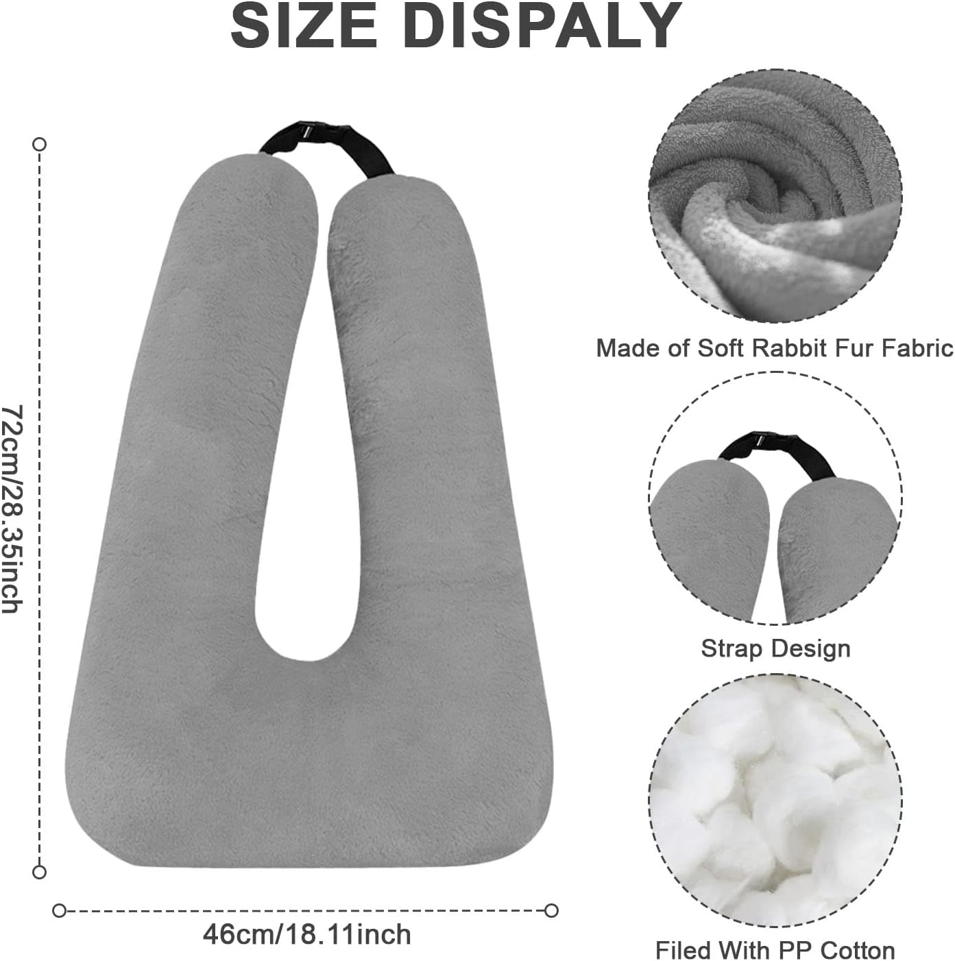 Car Pillow for Kids – Comfort Travel Pillow for Car – Soft Cotton Support Cushion for Children and Adults on Long Trips Gray