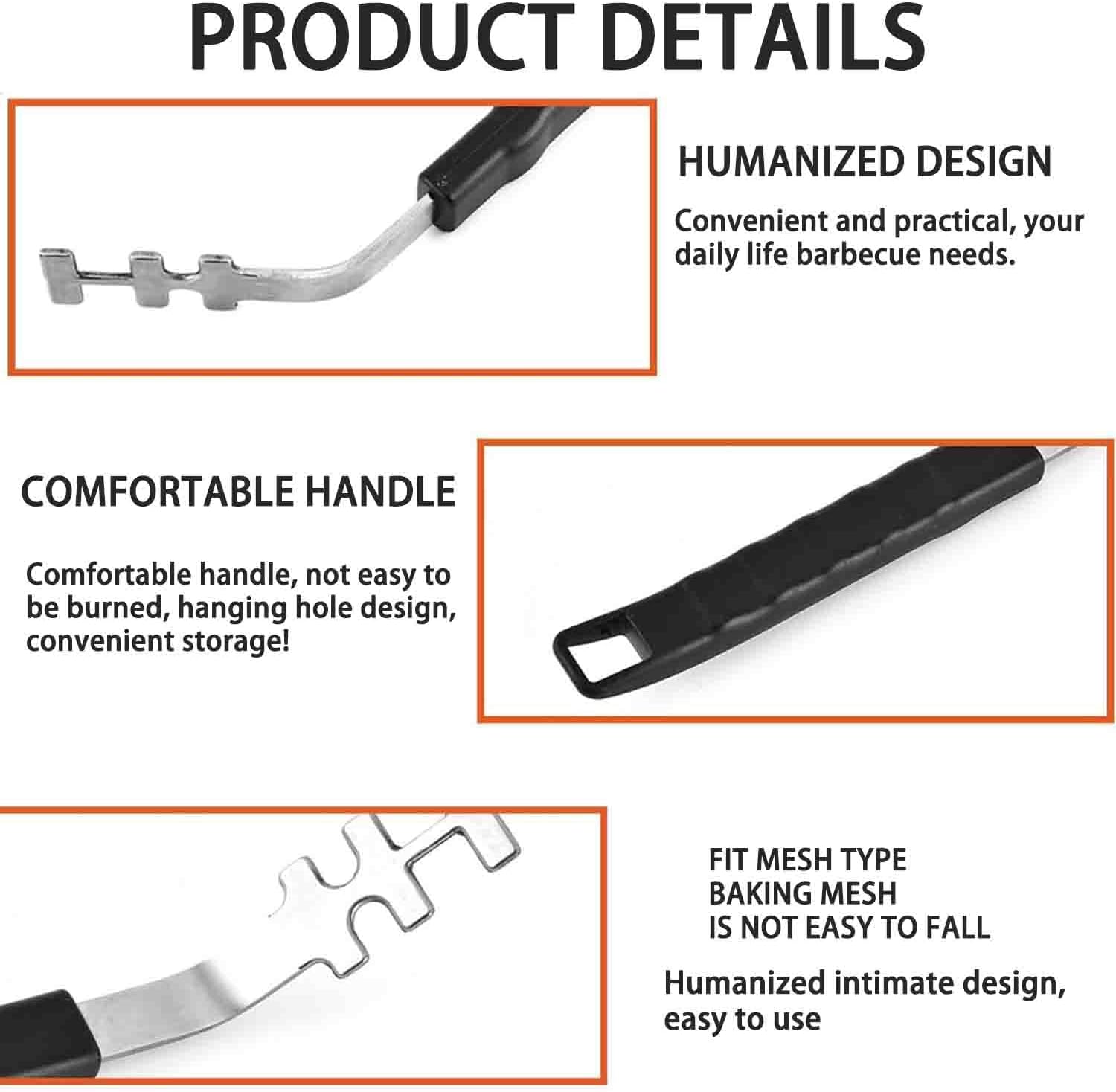 Stainless Steel Grill Grate Lifter Tool,Anti-Scald Grill Grate Tool for Charbroil Grill and More BBQ Supplies,27.4 cm, 2-Pack, Black Handle