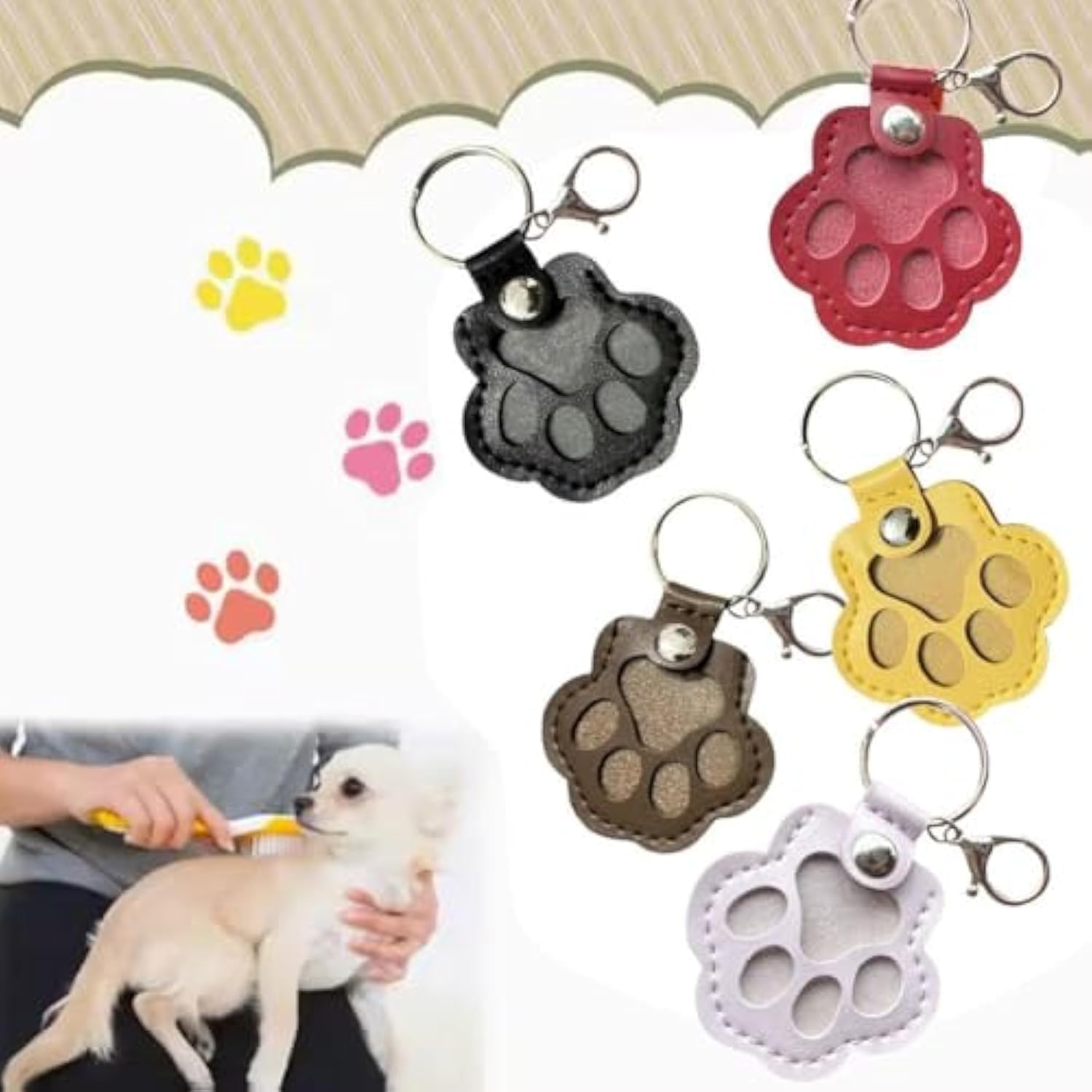 Dog Hair Keepsake Keychain, Dog Fur Storage Keychain, Cat Paw Shaped Keychains,For Bag Purse Paw Charm Key Holder