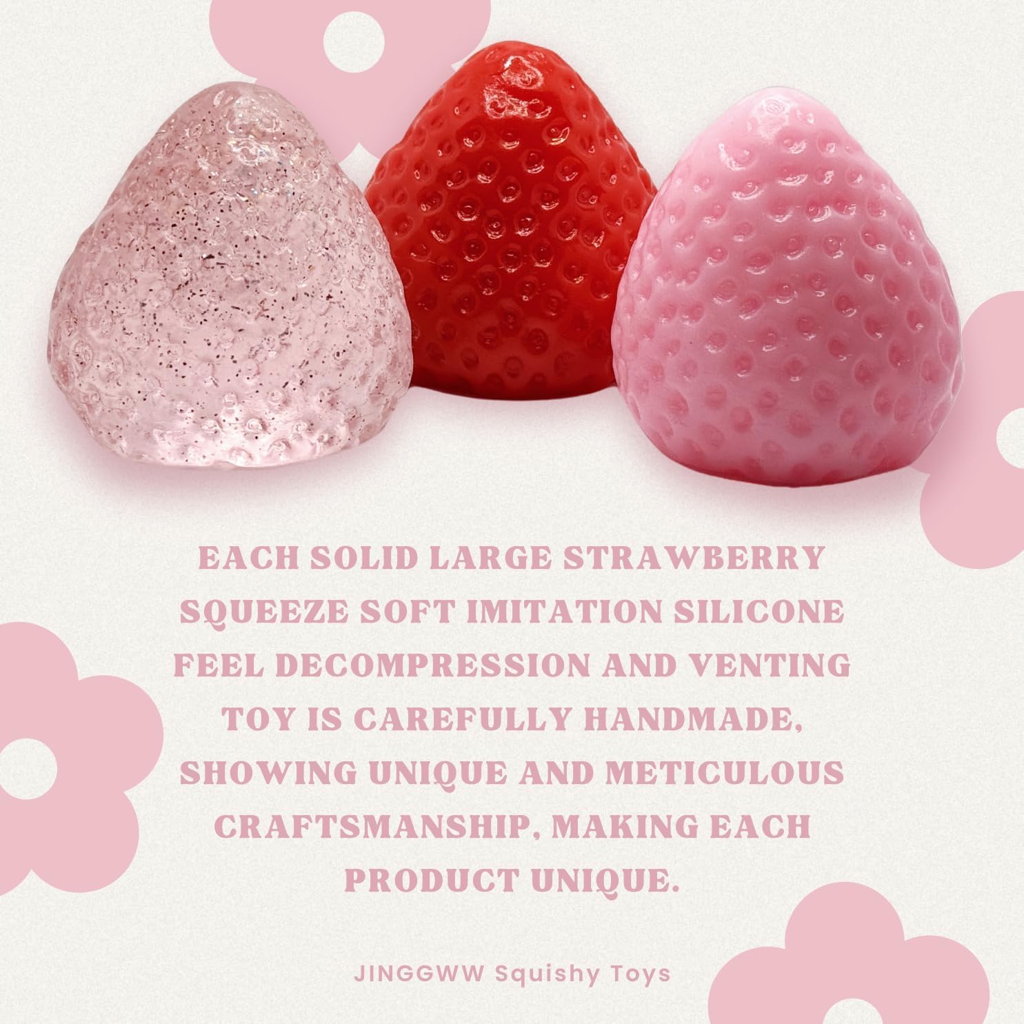 Taba Squishy Strawberry, Strawberry Taba Squishy Toys, Handmade Taba Squishy Clear Stress Relieving for Adults Office School 1 Fine Glitter
