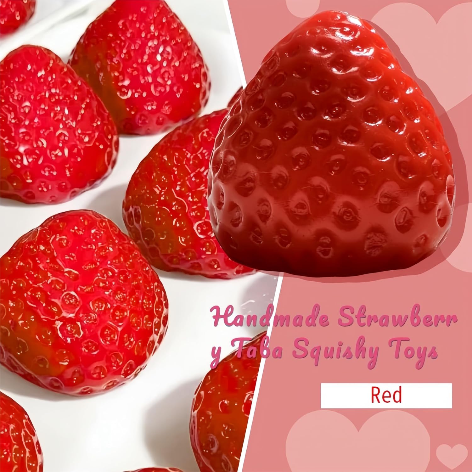 Taba Squishy Strawberry, Strawberry Taba Squishy Toys, Handmade Taba Squishy Clear Stress Relieving for Adults Office School 1 Fine Glitter