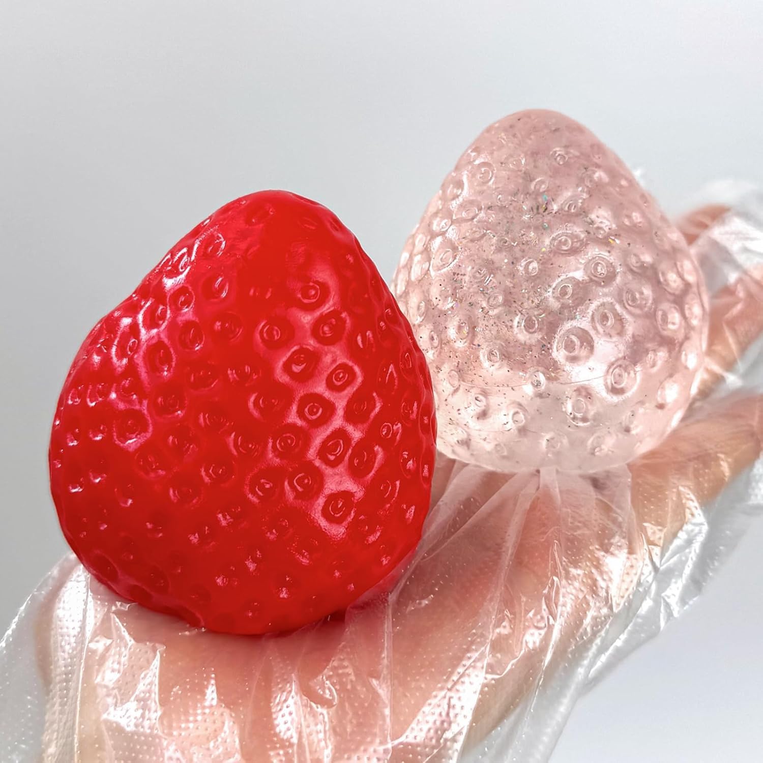 Taba Squishy Strawberry, Strawberry Taba Squishy Toys, Handmade Taba Squishy Clear Stress Relieving for Adults Office School 1 Fine Glitter
