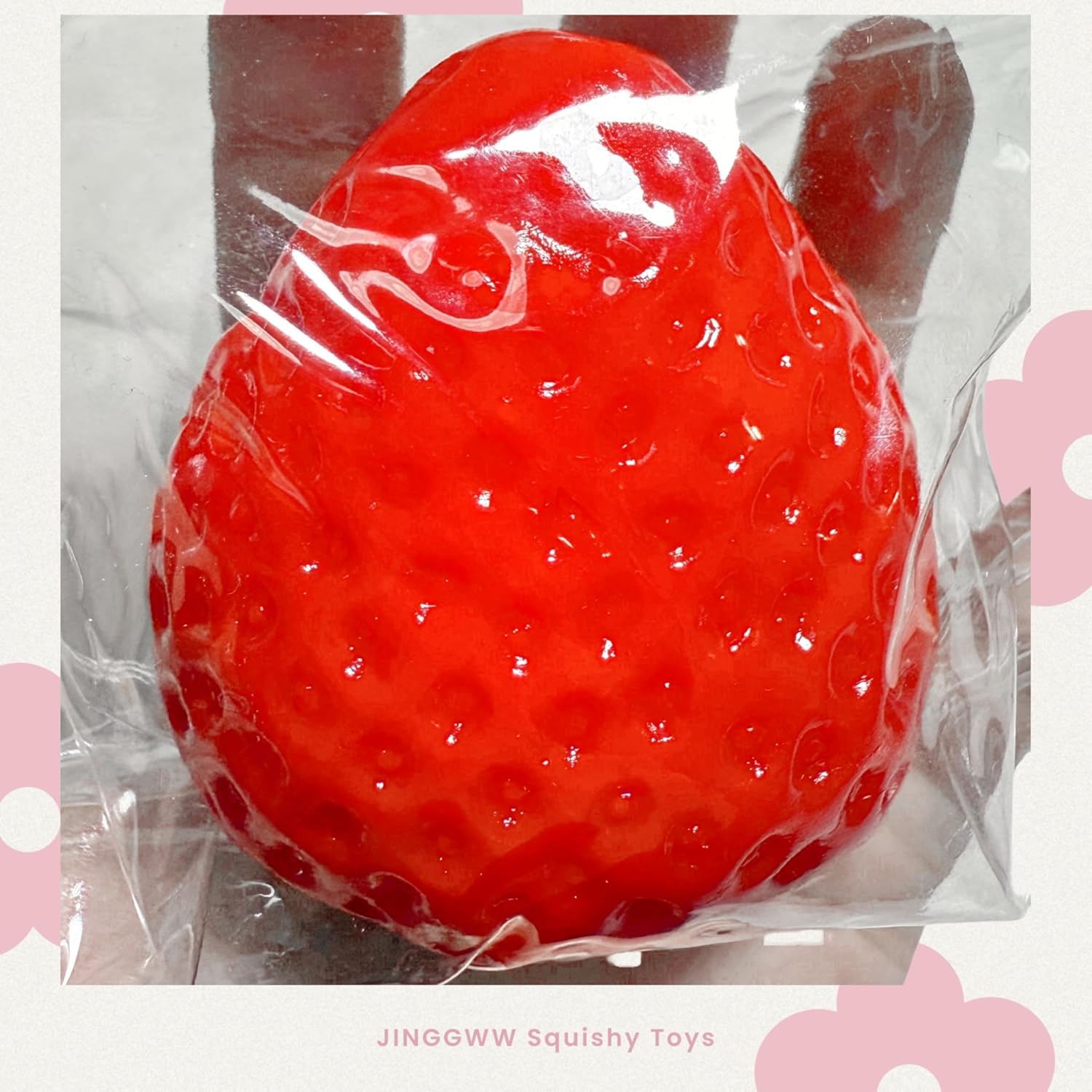 Taba Squishy Strawberry, Strawberry Taba Squishy Toys, Handmade Taba Squishy Clear Stress Relieving for Adults Office School 1 Fine Glitter