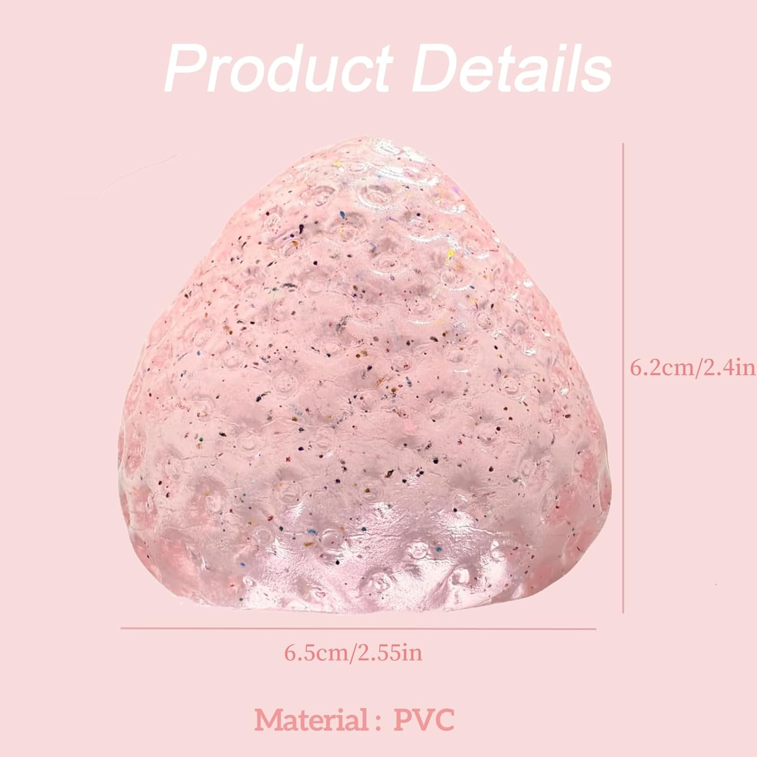 Taba Squishy Strawberry, Strawberry Taba Squishy Toys, Handmade Taba Squishy Clear Stress Relieving for Adults Office School 1 Fine Glitter