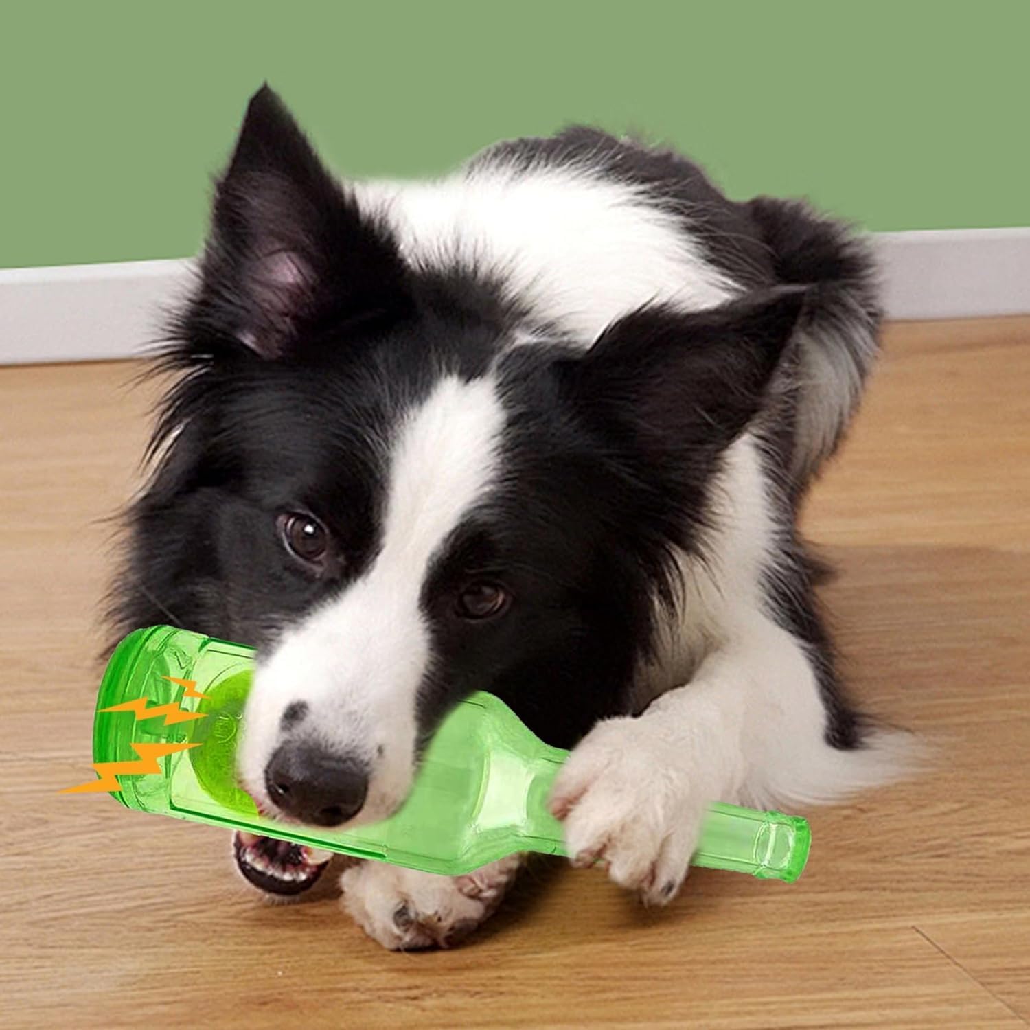Water Bottle Dog Toy, Crunchnplay Bottle Toy,Crunchnplay Dog Chew Bottle Toys Squeaky,Rubber Water Bottle Toys with Tennis Ball,Interactive Fetch Toy for Play and Training,Small Blue, Small