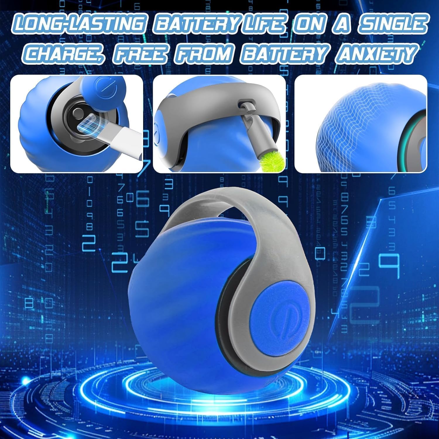 Speedy Ball with Tail Cat Toy, Smart Interactive Toy for Bored Indoor Cats 2 Speeds, Automatic Cat Rolling Ball 2.0 Enrichment Toys, USB Rechargeable Cat Ball，Motion Activated Blue