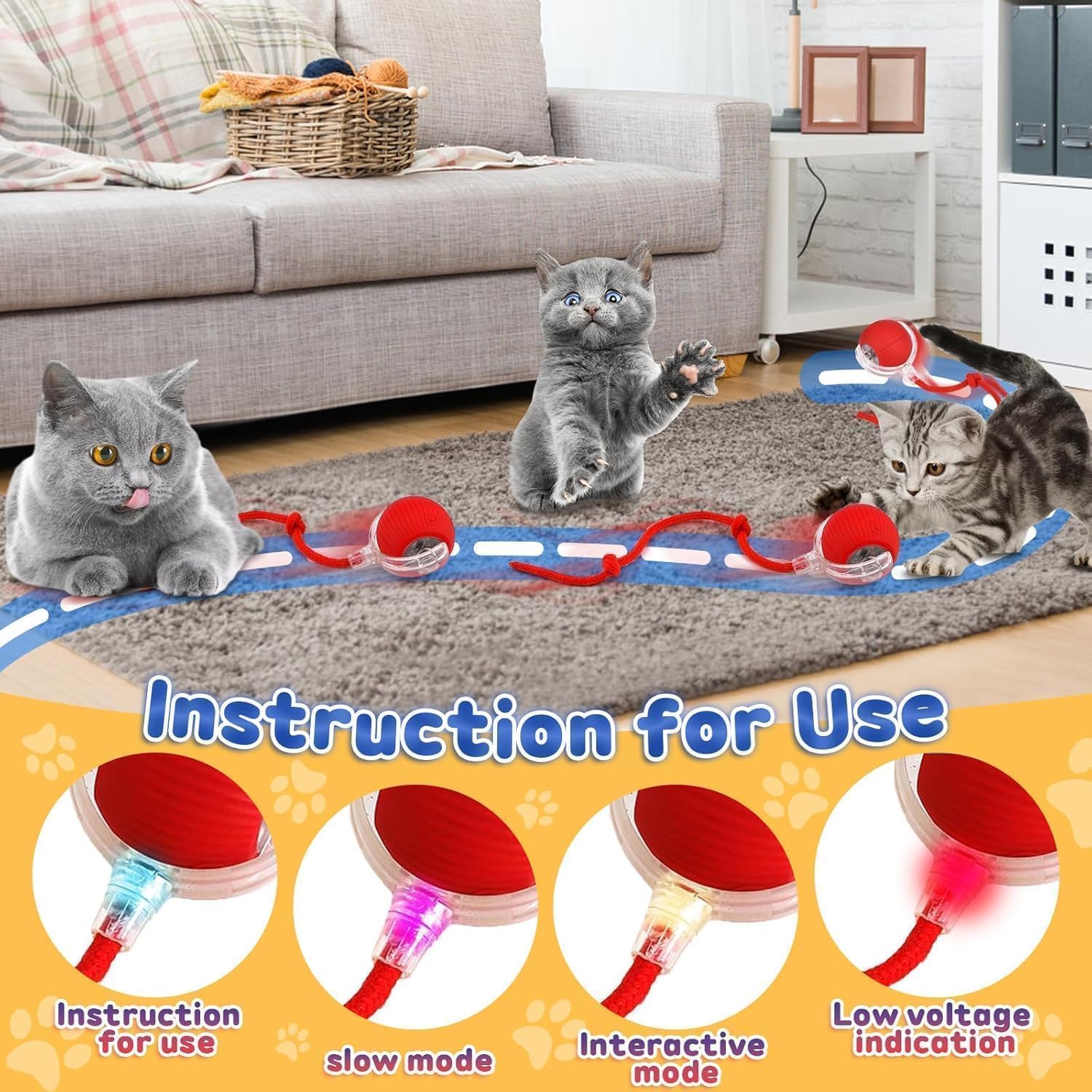 Interactive Rolling Dog Ball, Interactive Cat to-ys Rolling Ball Chewie Viral Dog Ball, Smart Automatic Rolling Pet Ball for Cats Dogs Motion Activated