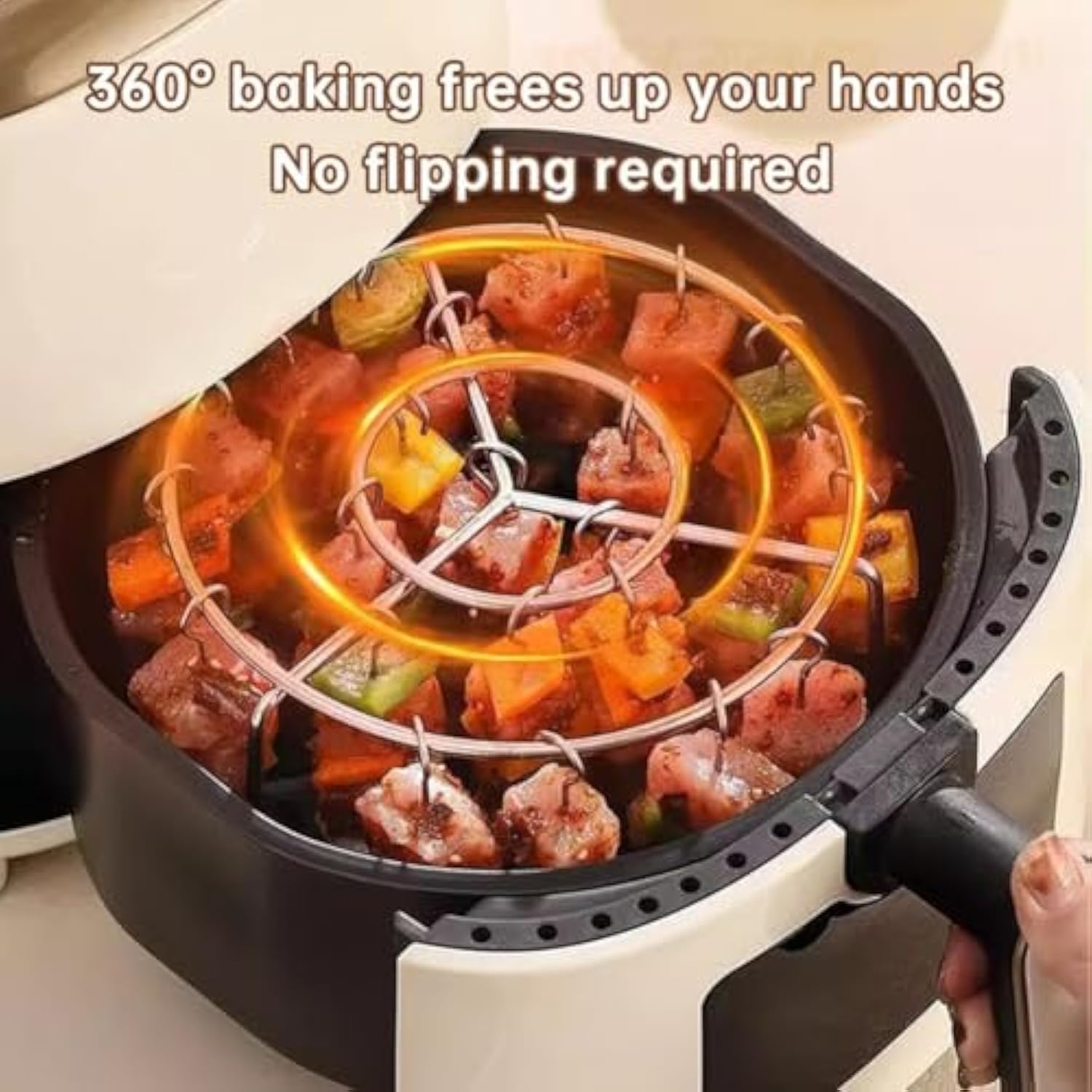 Air Fryer Barbecue Grill Vertical Barbecue Kebab, 24 Skewer Air Fryer Rack Round, 6 Inch Air Fryers Skewer Stand, With 24 Skewers, Multifunctional Grill for Cooking Kebabs 12 skewer