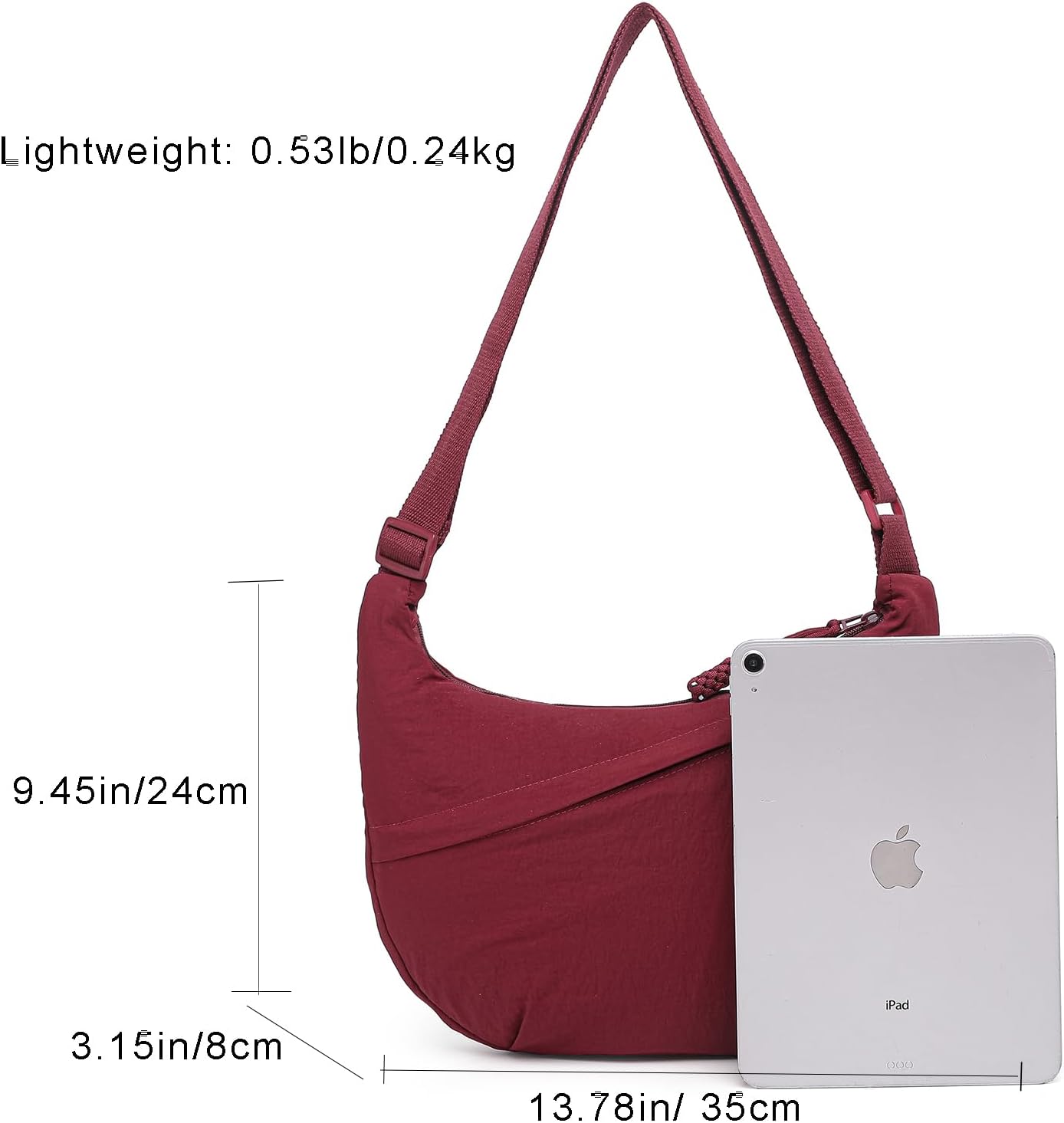 Crescent Bag for Women Men Nylon Crossbody Bags Multi-Pocket Sling Bag Roomy Hobo Bags Moon Bag Slouchy Dumpling Bag