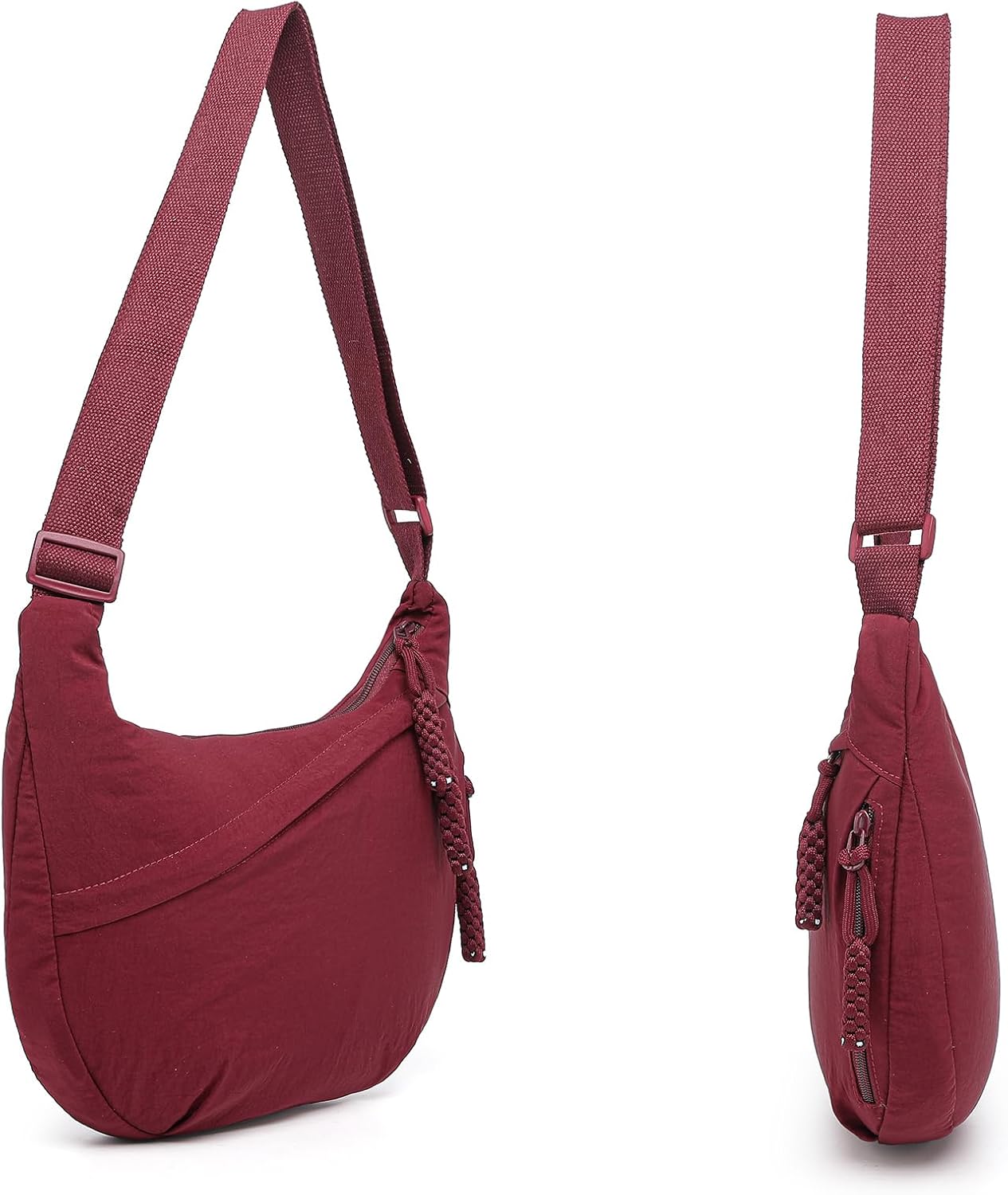 Crescent Bag for Women Men Nylon Crossbody Bags Multi-Pocket Sling Bag Roomy Hobo Bags Moon Bag Slouchy Dumpling Bag