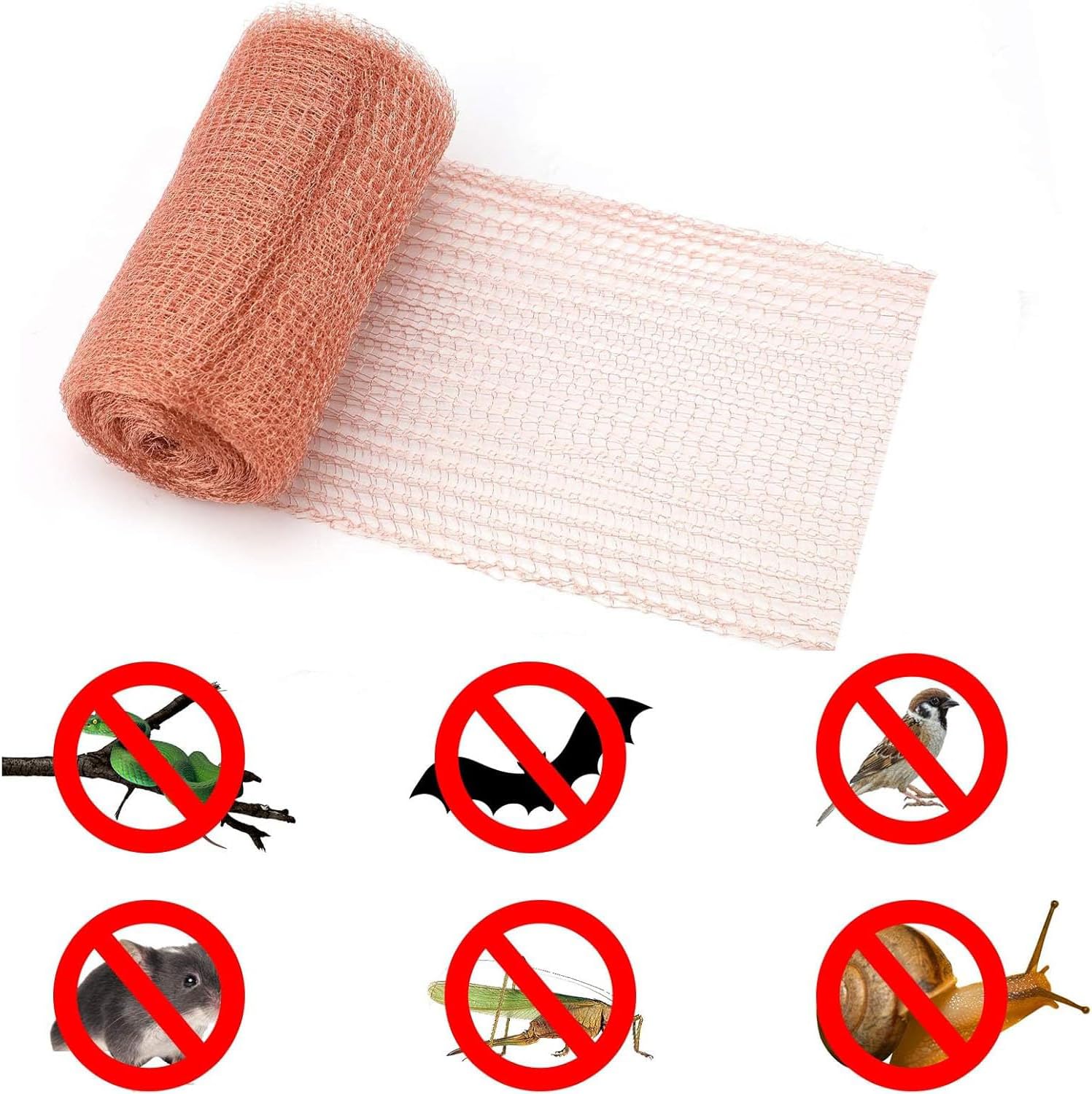 Copper Mesh Roll,Gap Blocker for Building Hole,Knitted Pure Copper Mesh Blocker for Mouse, Birds, Snail, Bat,DIY Fill Fabric,Protect Saplings&Seeds,Rodent Stopper Mesh for Home, Garden 20FT/6M