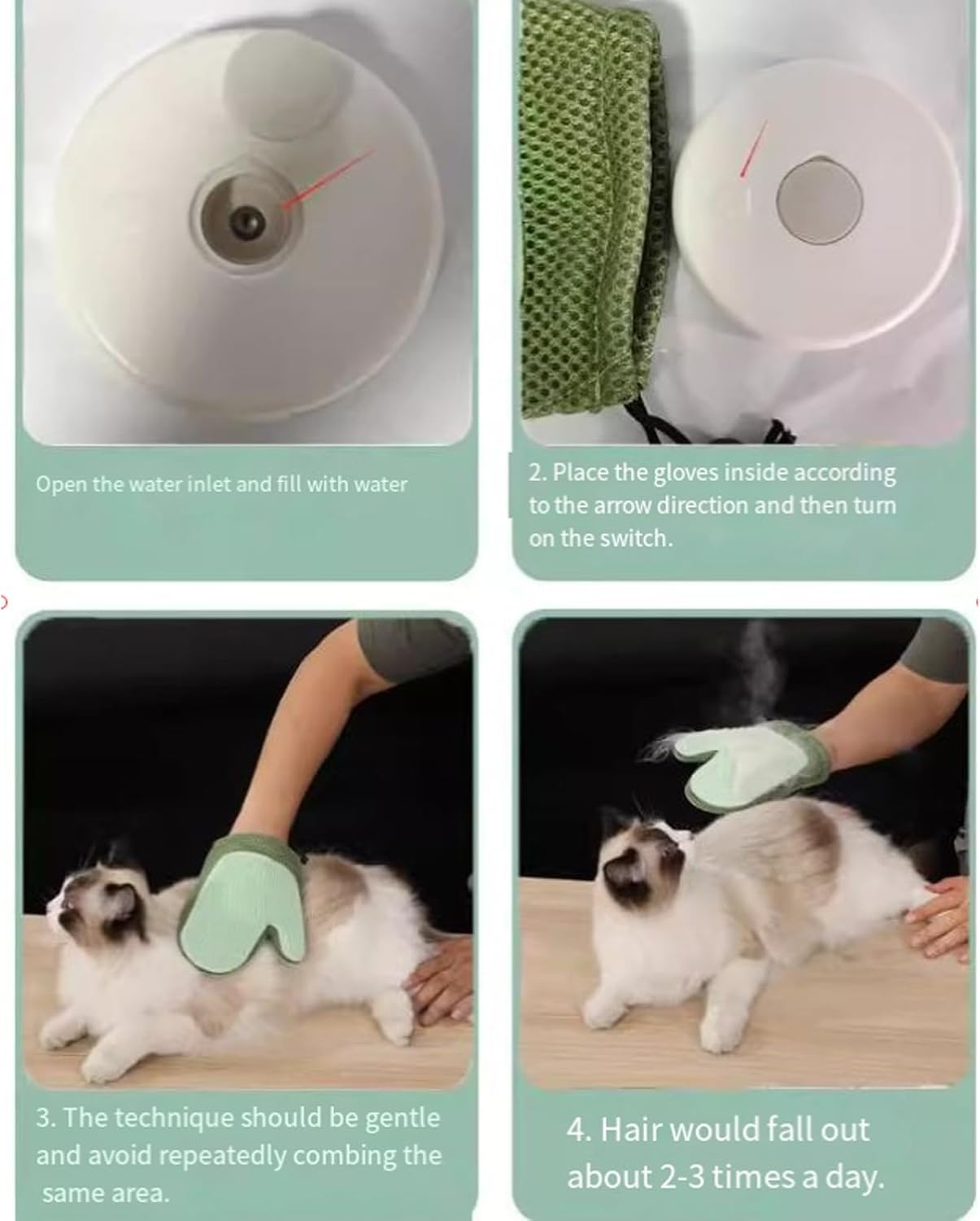 All-in-One Grooming Mist Glove for Pets, Grooming Mist Glove for Pets, Say Goodbye to Messy, Use Soothing Spray, Micro-Fine Spray to Lock Dandruff and Loose Hair blue