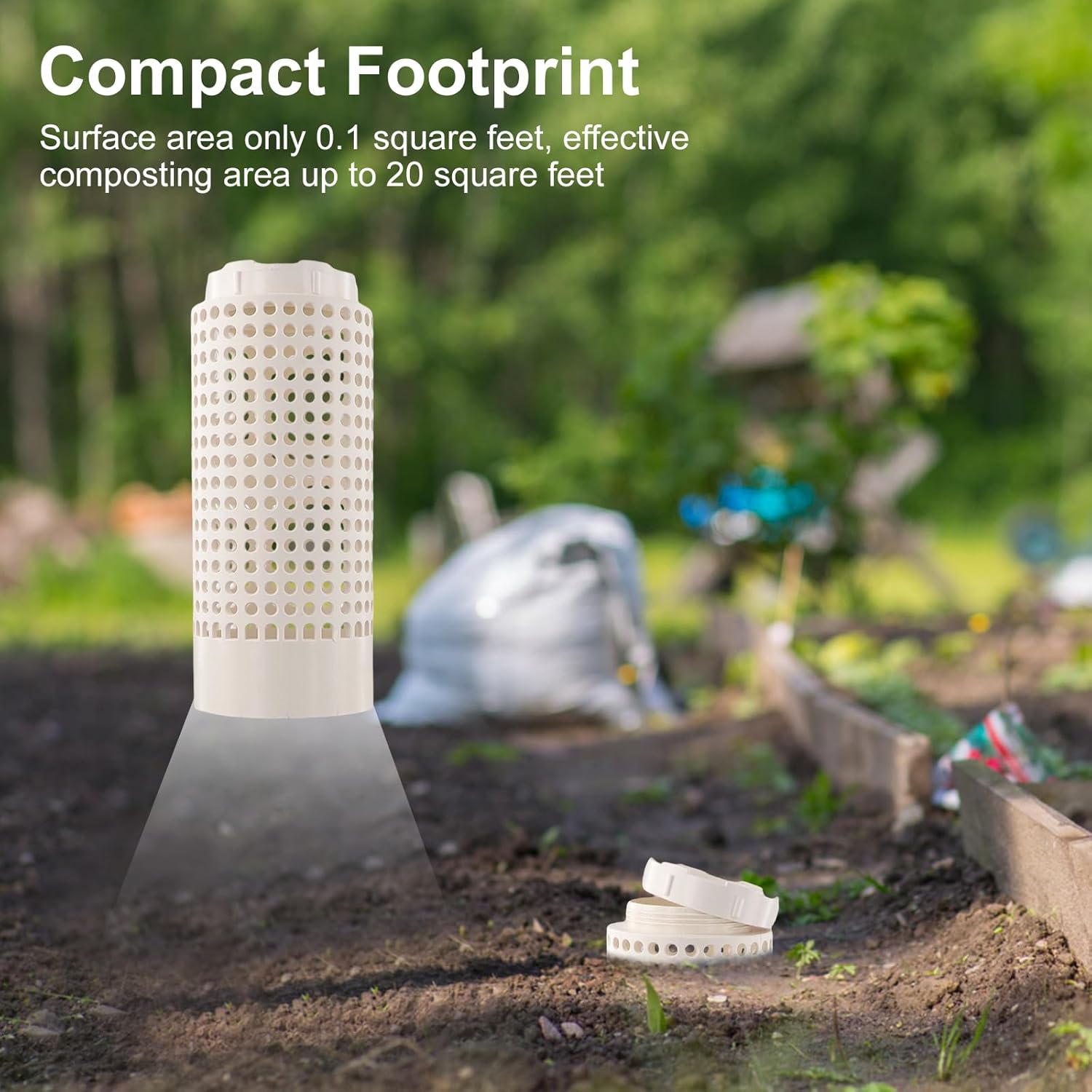Inground Farm Composter, Outdoor In-Ground Compost Bin for Raised Garden Beds and Yards, Organic Waste Decomposer 2 Gallons, 4.3"x4.3"x11", Composter Tumbler Outdoor