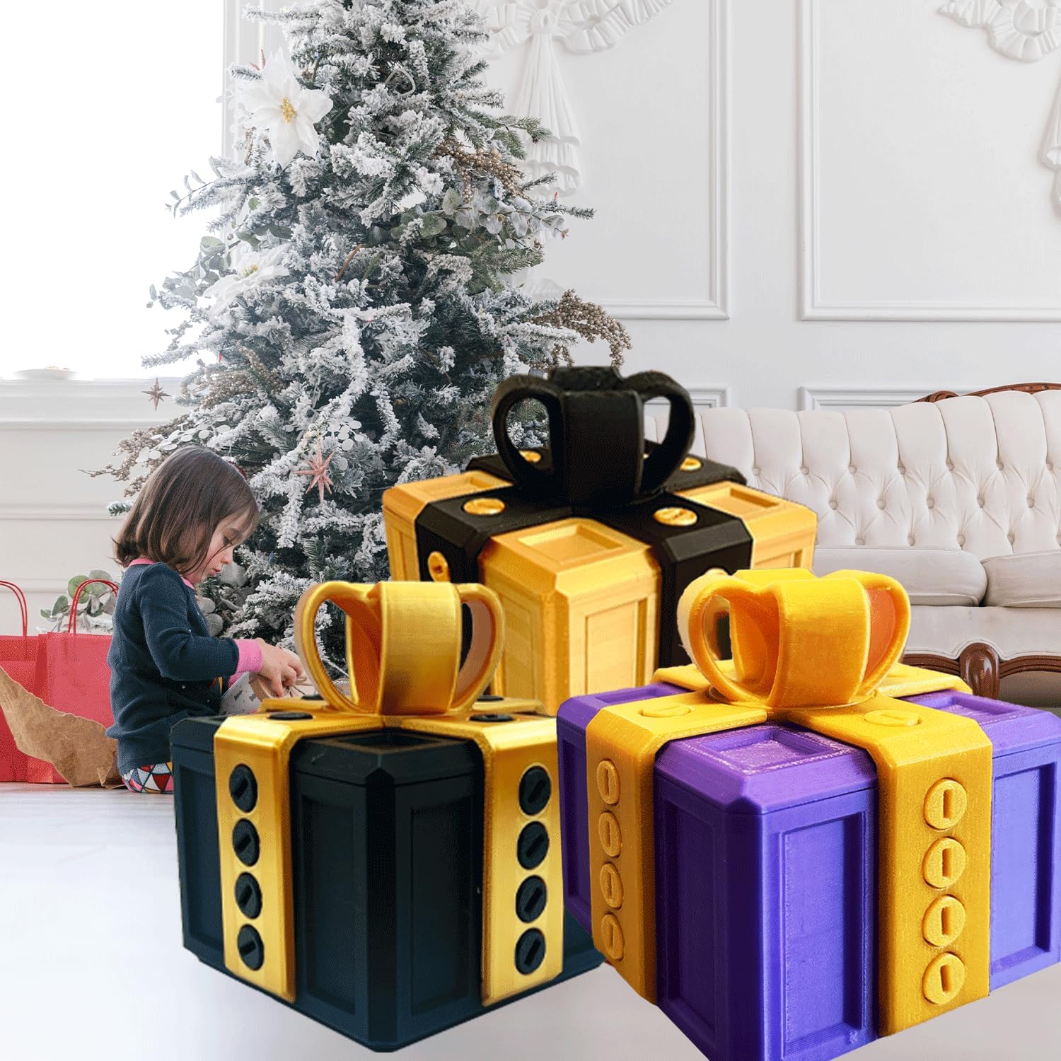 Annoying Gift Box with Screws, Large Prank Gift Box, 3D Printed Really Annoying Gift Boxes, Gift Card Money Cash Puzzle Box for Adults, Funny Fidget Boxes with 20 Screws for Christmas Festival Black g