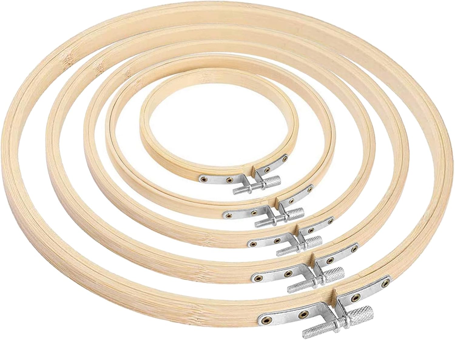 5 PCS Embroidery Hoops Round Bamboo Embroidery Hoop Circle Embroidery Frame Wood Hoop Cross Stitch Hoop Adjustable Sewing Rings Hoop for Embroidery Cross Stitching Crafts 4-8inch