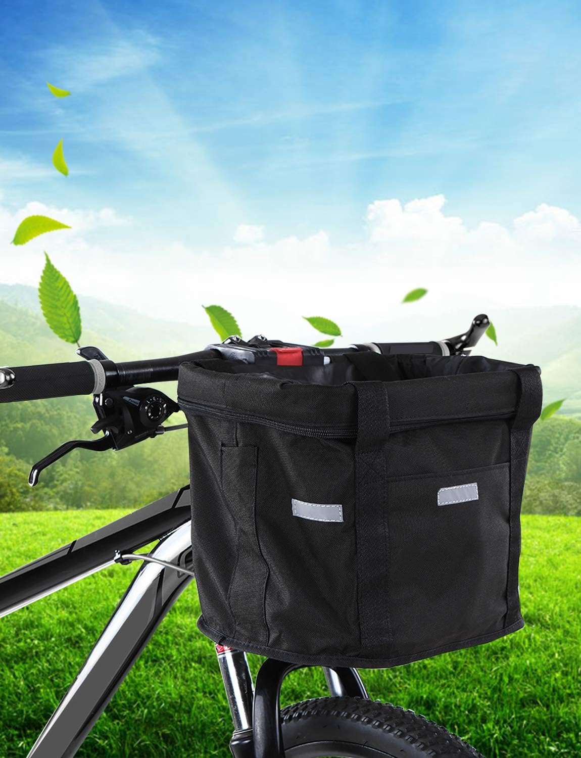 Waterproof Removable Bicycle Front Basket with Aluminum Frame, Pet Carrier & Multi-Purpose Handlebar Bag for Shopping & Outdoor Use