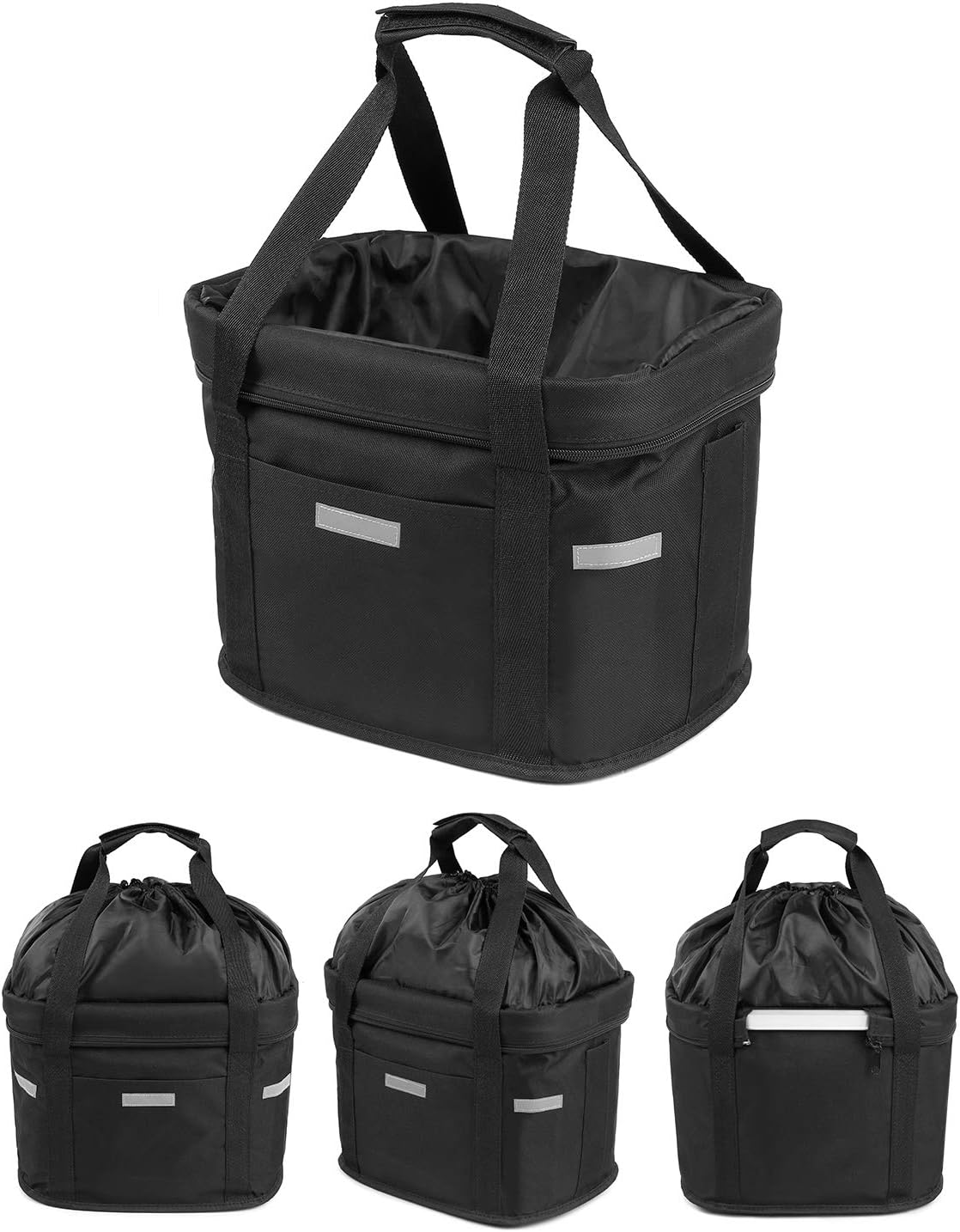 Waterproof Removable Bicycle Front Basket with Aluminum Frame, Pet Carrier & Multi-Purpose Handlebar Bag for Shopping & Outdoor Use