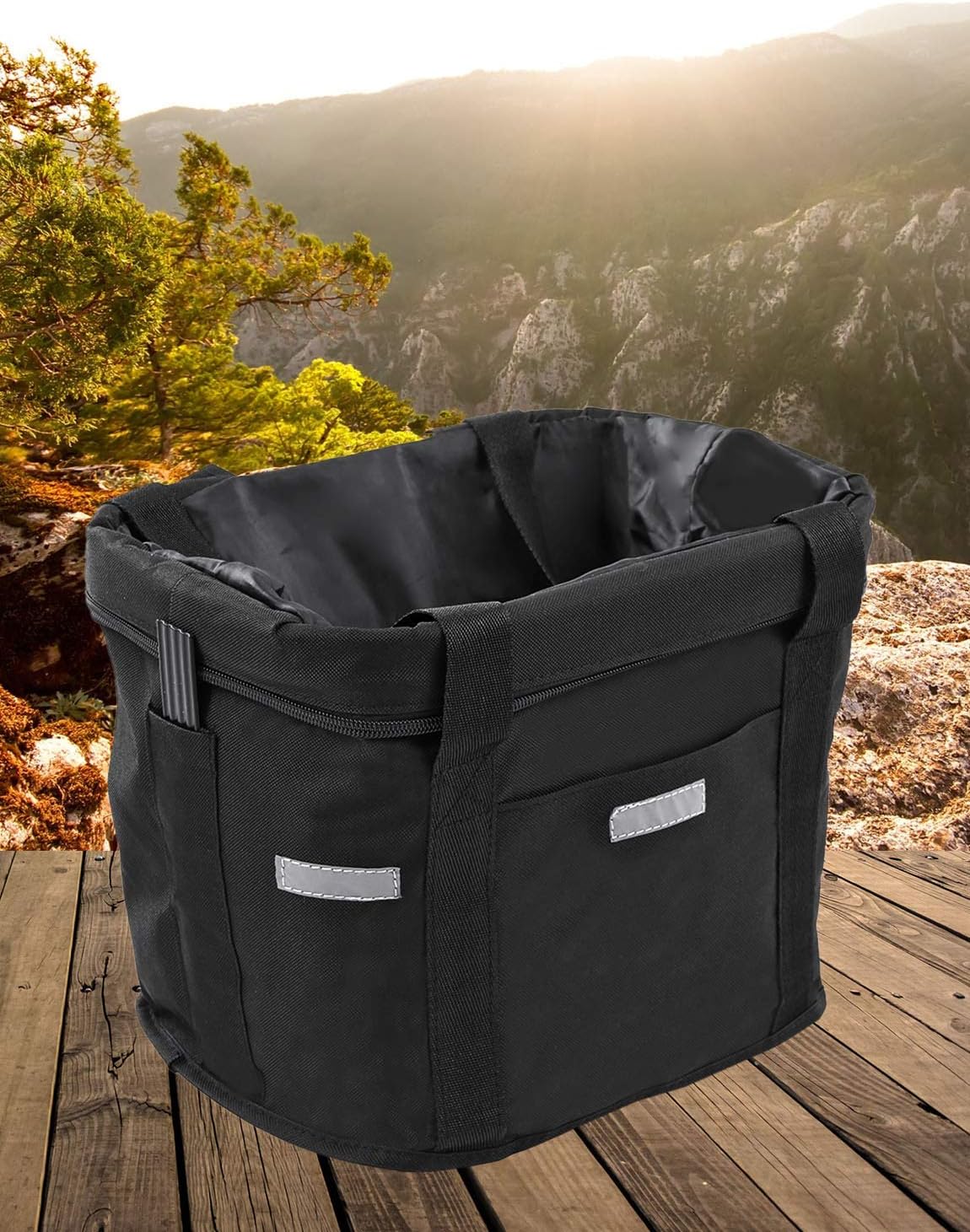 Waterproof Removable Bicycle Front Basket with Aluminum Frame, Pet Carrier & Multi-Purpose Handlebar Bag for Shopping & Outdoor Use