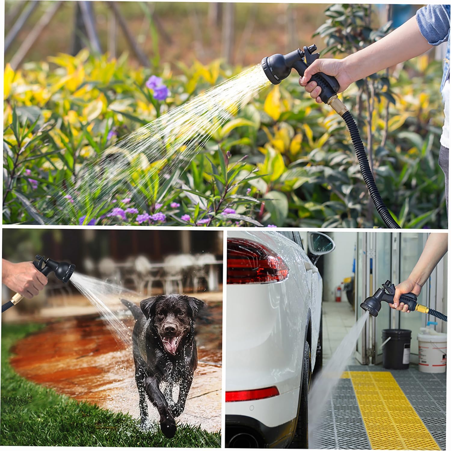 75FT Expandable Garden Hose with 8 Spraying Modes, Shut-Off Valve, Handy Water Pipe for Watering Garden and Washing Car, Expandable Water Hose Tool for Home Use