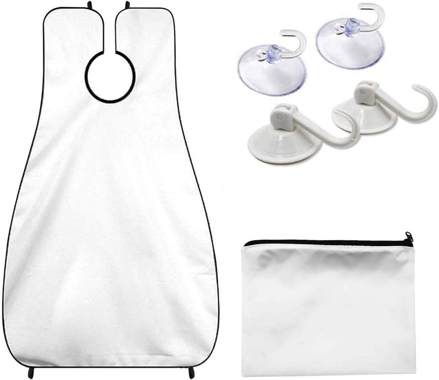 Polyester Fiber Beard Apron with Suction Cups and Storage Pouch, White or Black Option