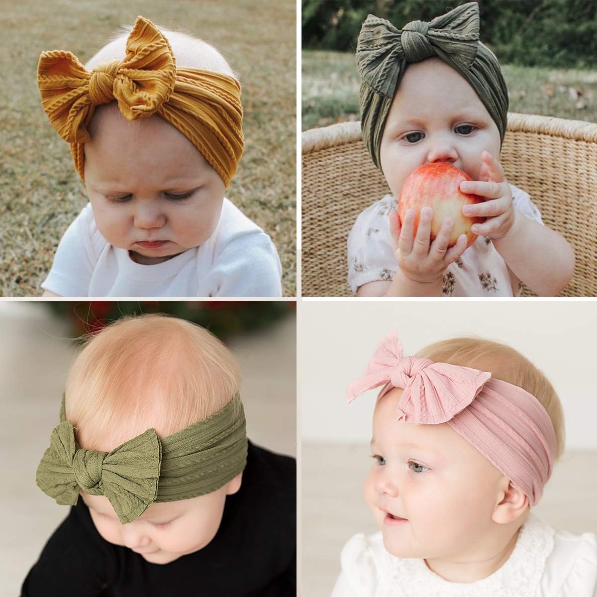 8PCS Baby Nylon Headbands Hair Accessories Hair Bows Headband for Baby Girls Babies Newborn Infant Toddler 0-3 0-6 6-12 Months