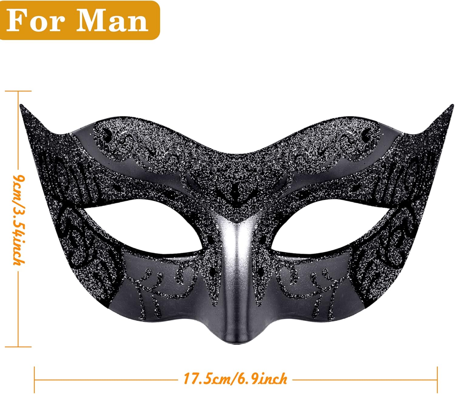 Couple Masquerade Masks Sequins Venetian Party Mask Plastic Costume Mask Rhinestone Mardi Gras Mask for Couples, Black