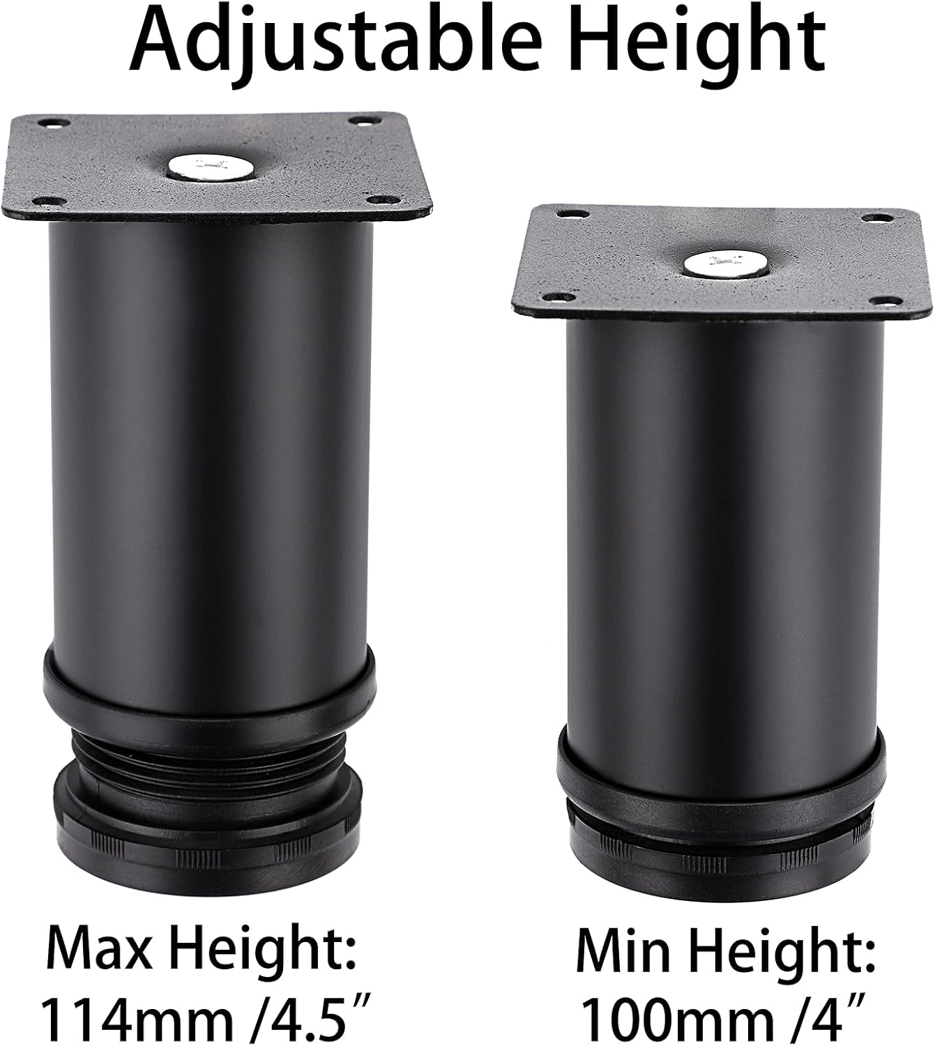 4Pcs 4 Inch Adjustable Replacement Furniture Legs Feets - Stainless Steel Table Legs Extenders Heavy Duty Furniture Risers Lifters for Cabinet Sofa Chair Desk
