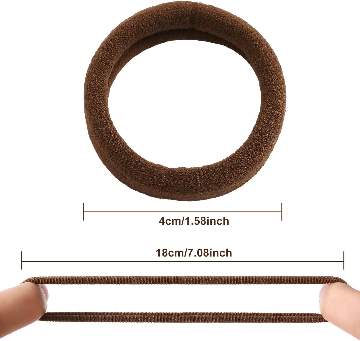 100 Pcs Thick Seamless Hair Ties, Ponytail Holders Hair Accessories No Damage for Thick Hair Dark Brown Colors