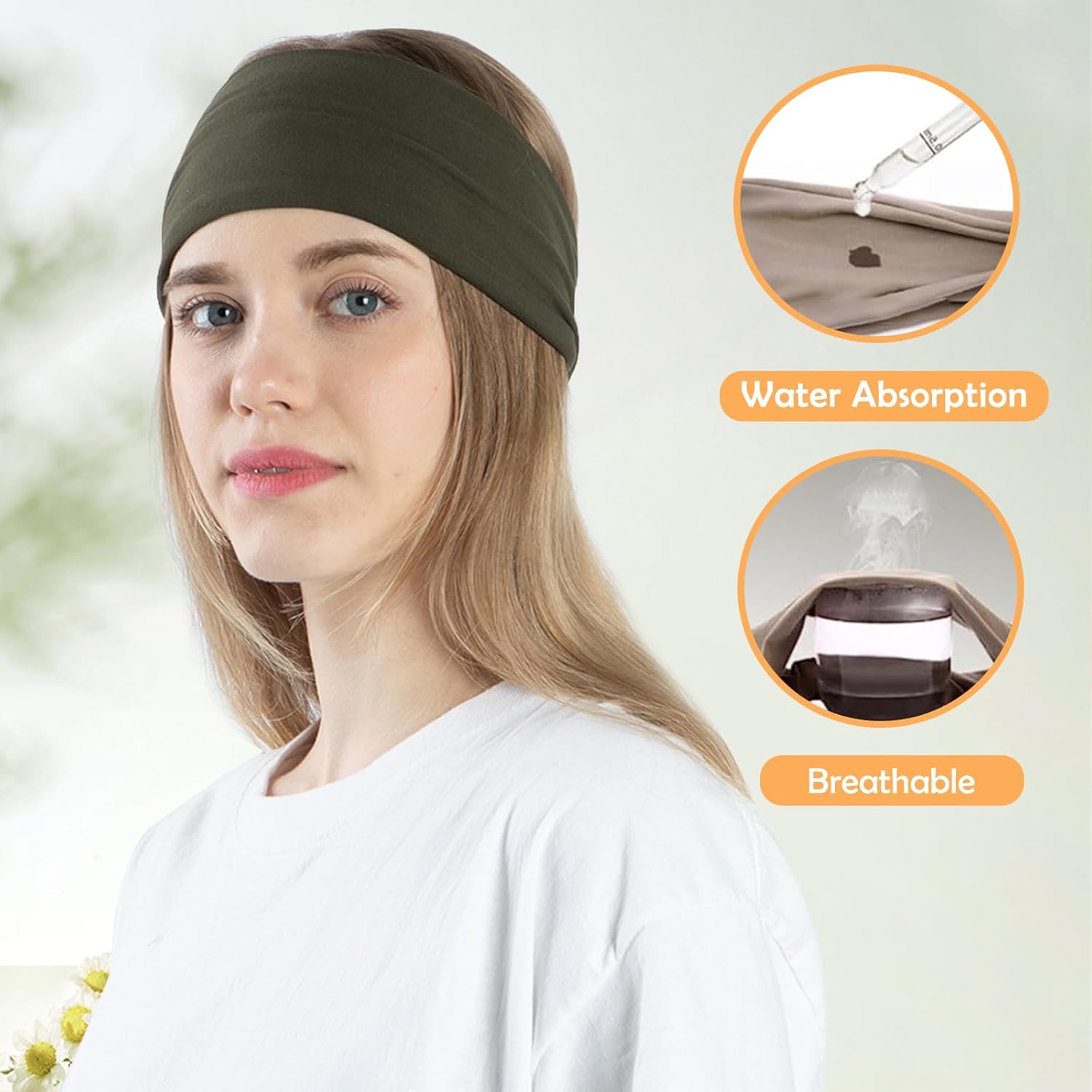 10 Pack Wide Headbands for Women, Workout Yoga Running Sports Headband Elastic Hair Bands, Boho Non Slip Sweat Head Bands Thick Head Wrap Solid Headbands