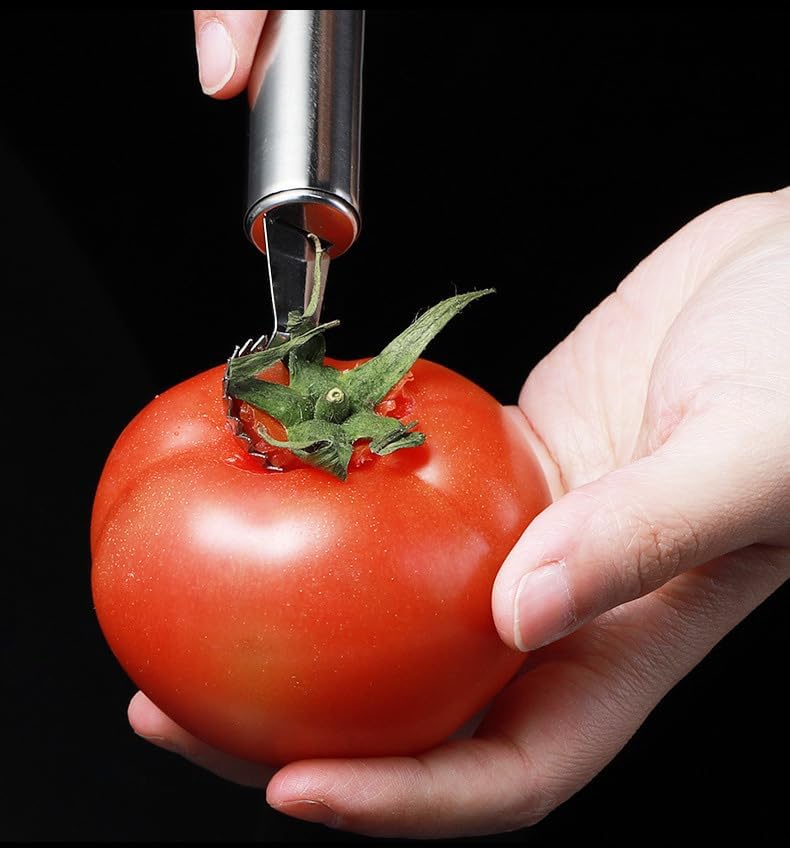 2 Pcs Stainless Steel Strawberry Huller and Tomato Stem Corer Tool, Tomato Stem Corer Tool,Stainless Steel Strawberry Huller Corer Vegetable and Corer Practical Kitchen Tool Fruit 2