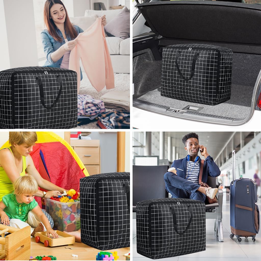 75L Large Storage Bags 2 Pcs Clothes Storage Bags with Zips Heavy Duty Oxford Cloth Moving Bags Waterproof Underbed Storage Bag for Clothes,Blankets,Pillows,Bedding