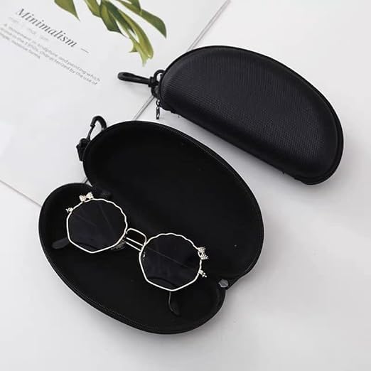 3pcs Zipper Hard Shell Sunglasses Case Eyeglasses Case Portable Travel Glasses Case with Plastic Carabiner Hook